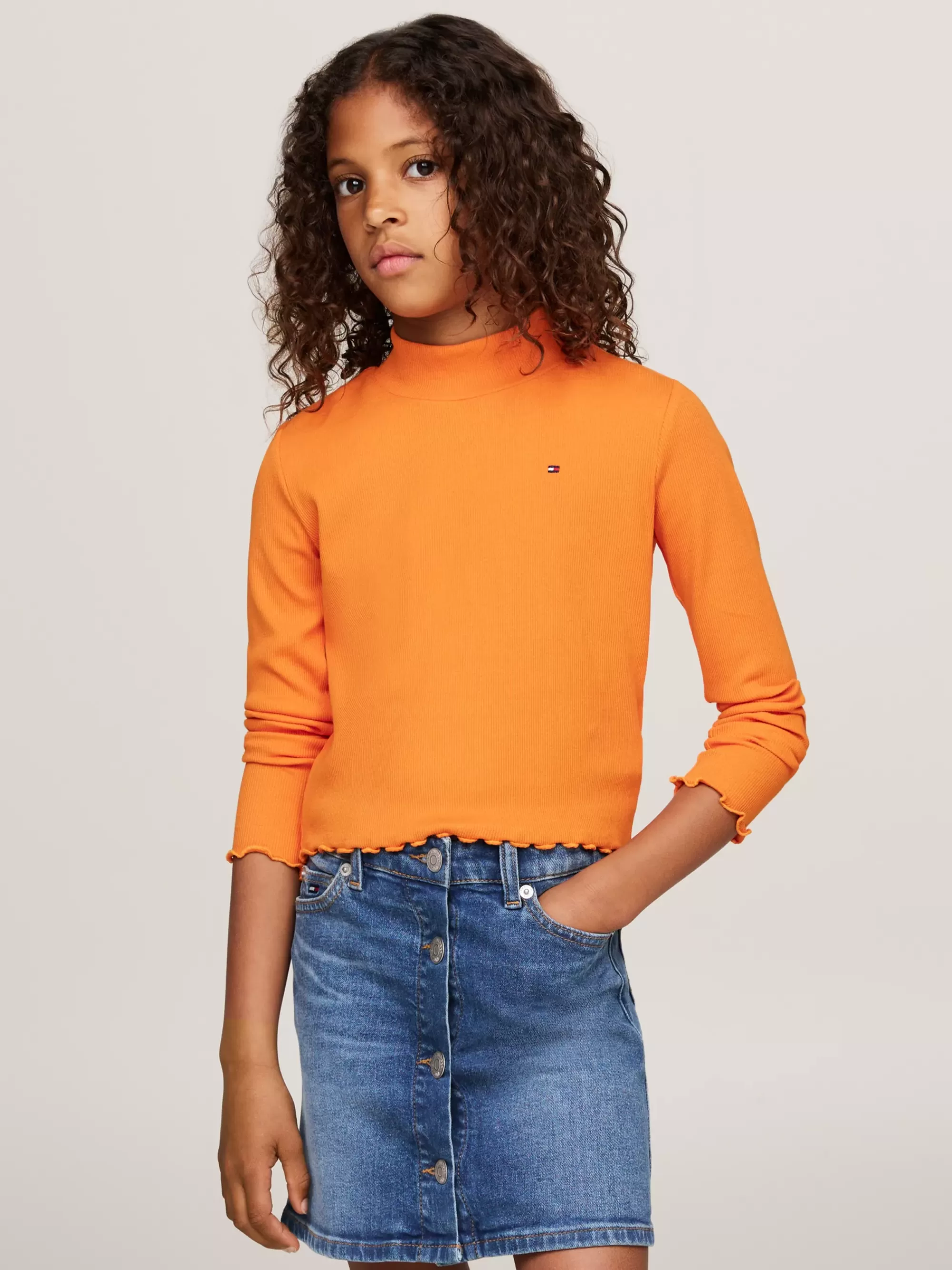 Tops & T-Shirts*Tommy Hilfiger Longsleeve Top Met Opstaande Hals En Strepen ORANGE THUNDER