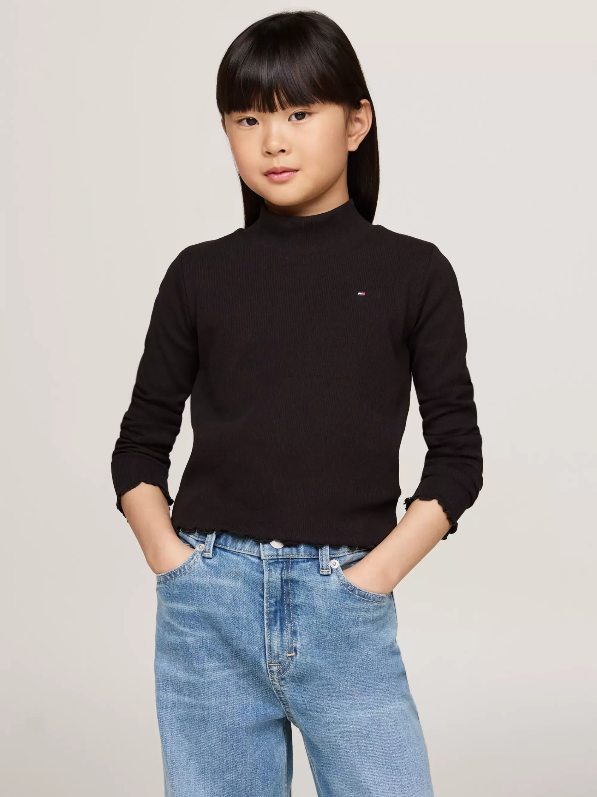 Tops & T-Shirts*Tommy Hilfiger Longsleeve Top Met Opstaande Hals En Strepen BLACK