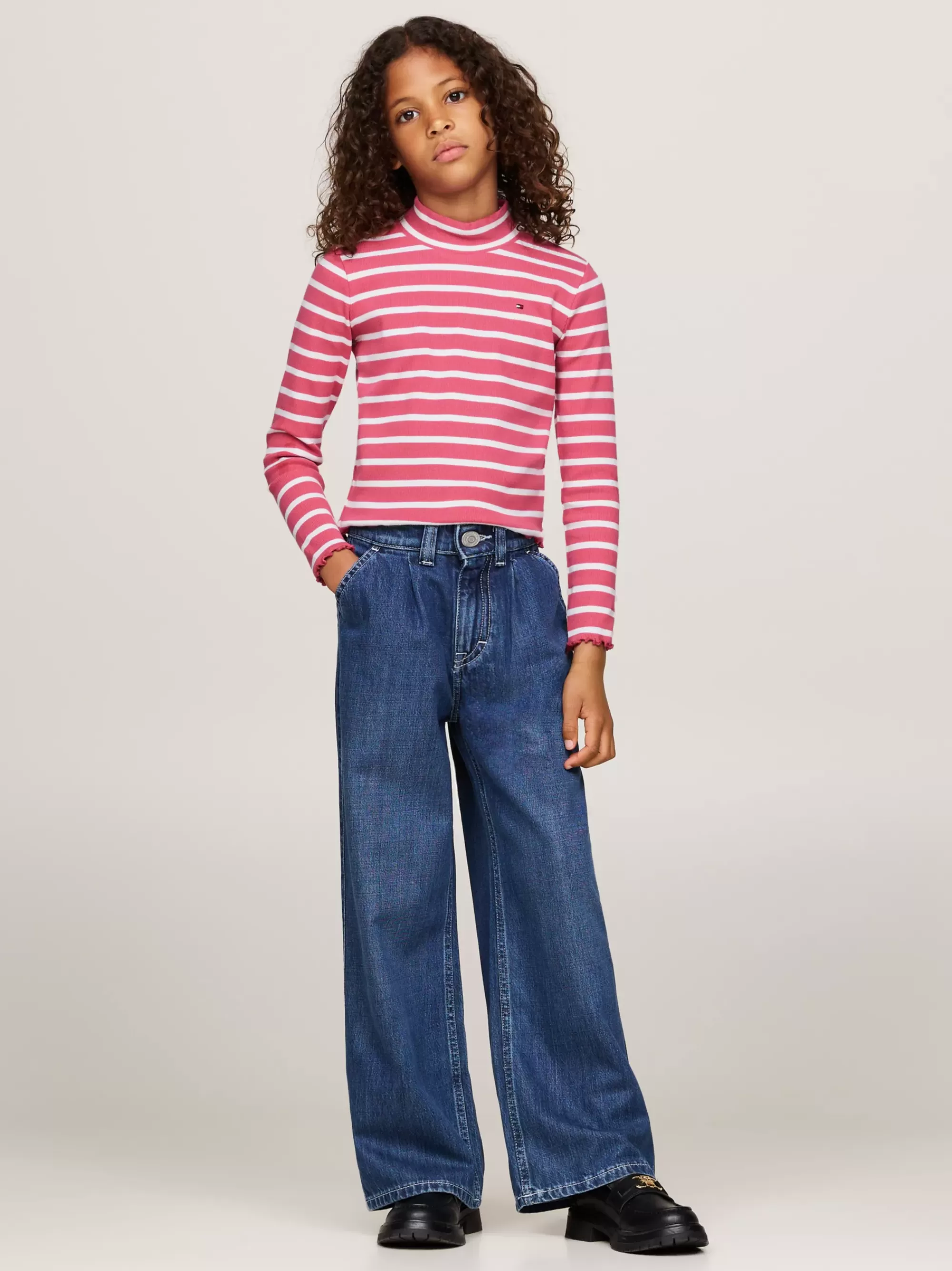 Tops & T-Shirts*Tommy Hilfiger Longsleeve Top Met Opstaande Hals En Strepen HERITAGE PINK STRIPE