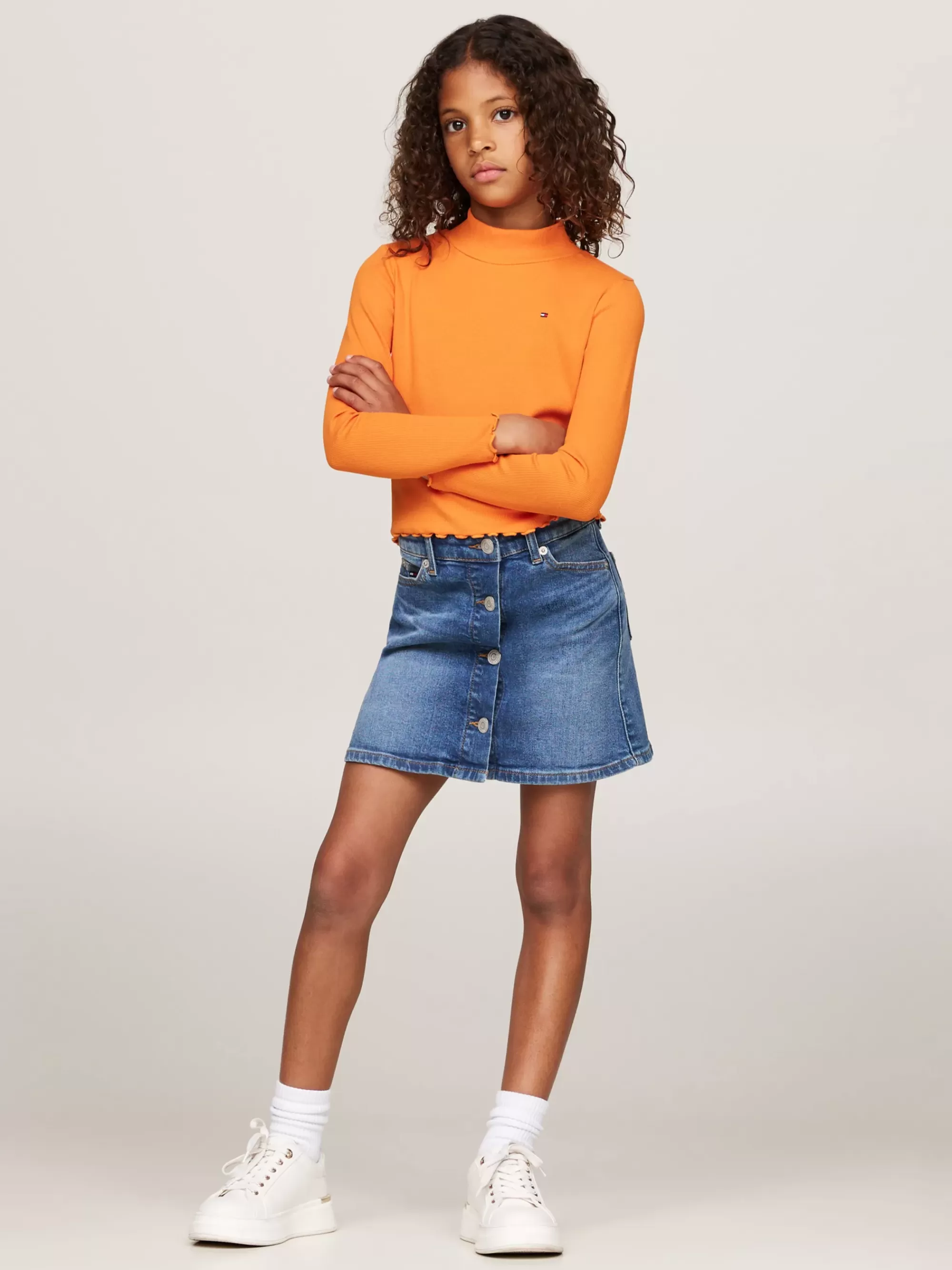Tops & T-Shirts*Tommy Hilfiger Longsleeve Top Met Opstaande Hals En Strepen ORANGE THUNDER