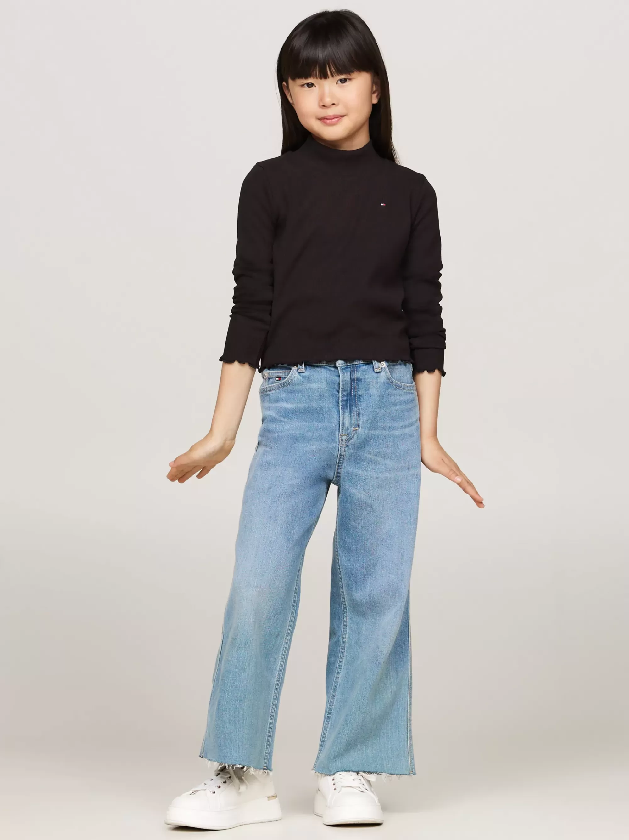 Tops & T-Shirts*Tommy Hilfiger Longsleeve Top Met Opstaande Hals En Strepen BLACK
