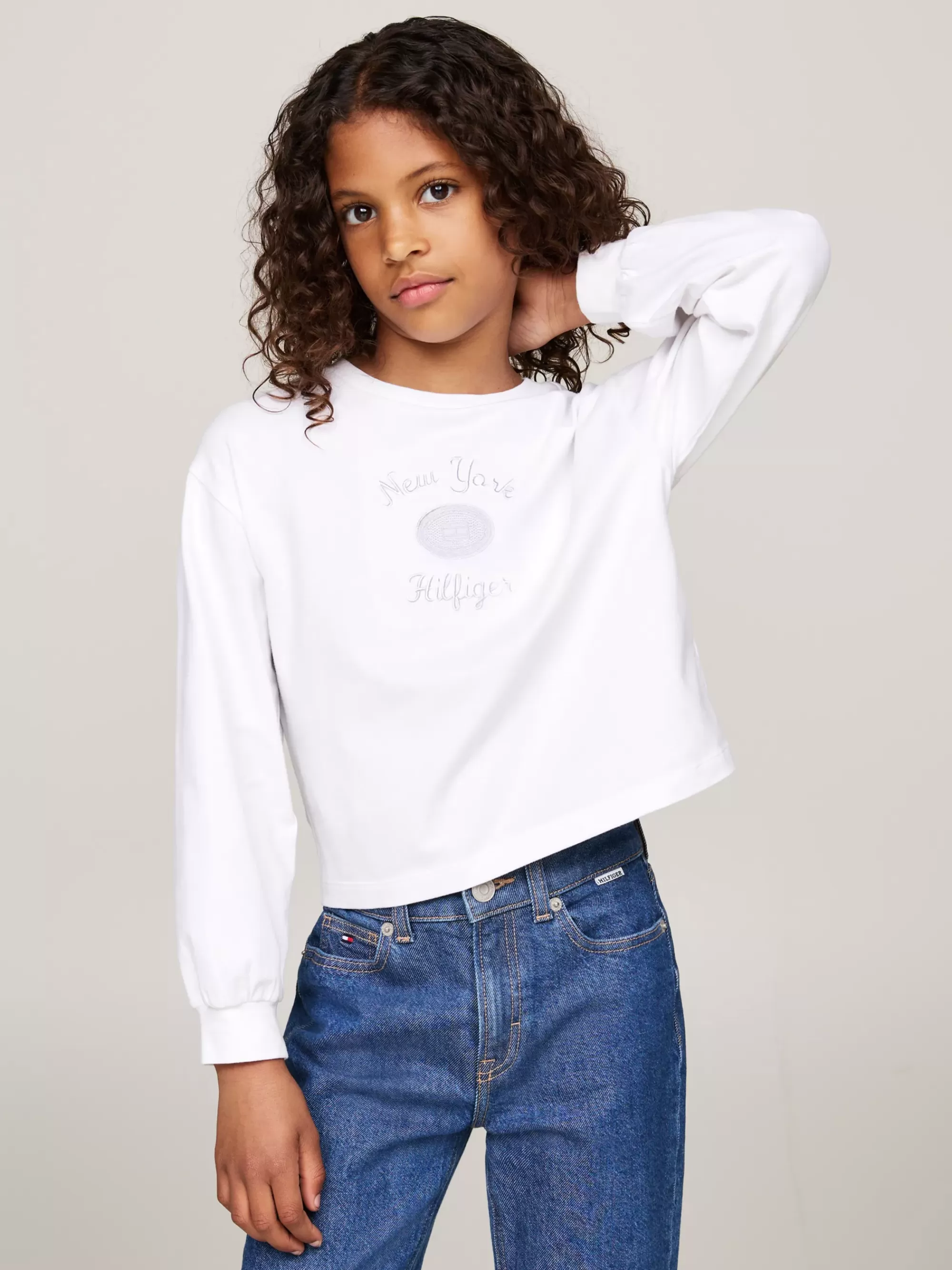 Tops & T-Shirts*Tommy Hilfiger Longsleeve T-shirt Met Geborduurd Logo WHITE