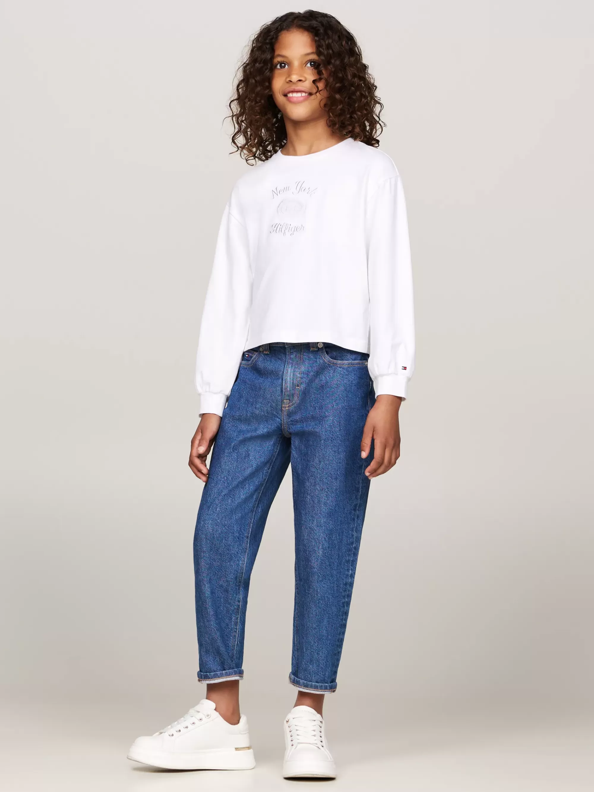 Tops & T-Shirts*Tommy Hilfiger Longsleeve T-shirt Met Geborduurd Logo WHITE