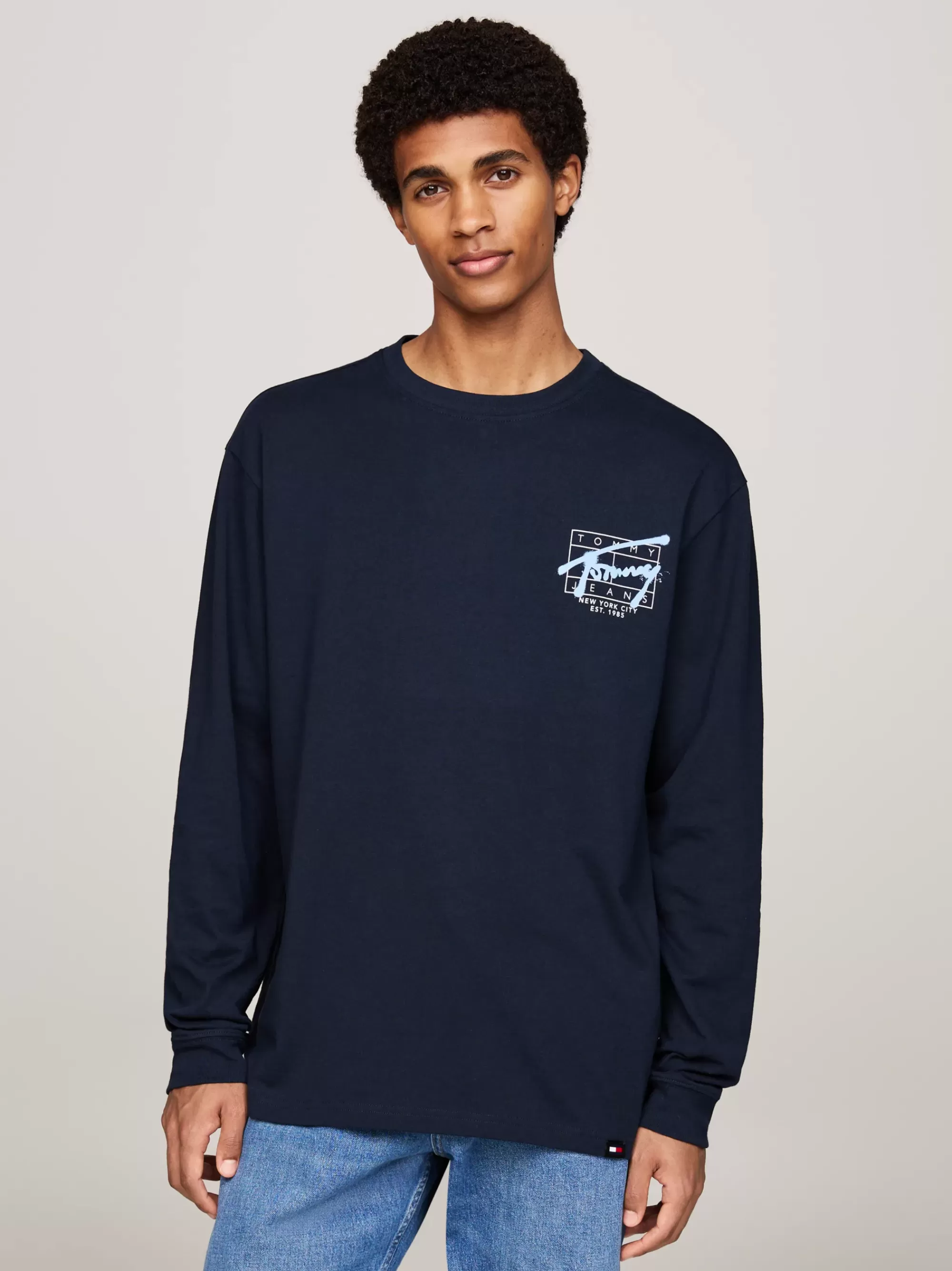 T-Shirts*Tommy Hilfiger Longsleeve T-shirt Met Graffiti-logo DARK NIGHT NAVY