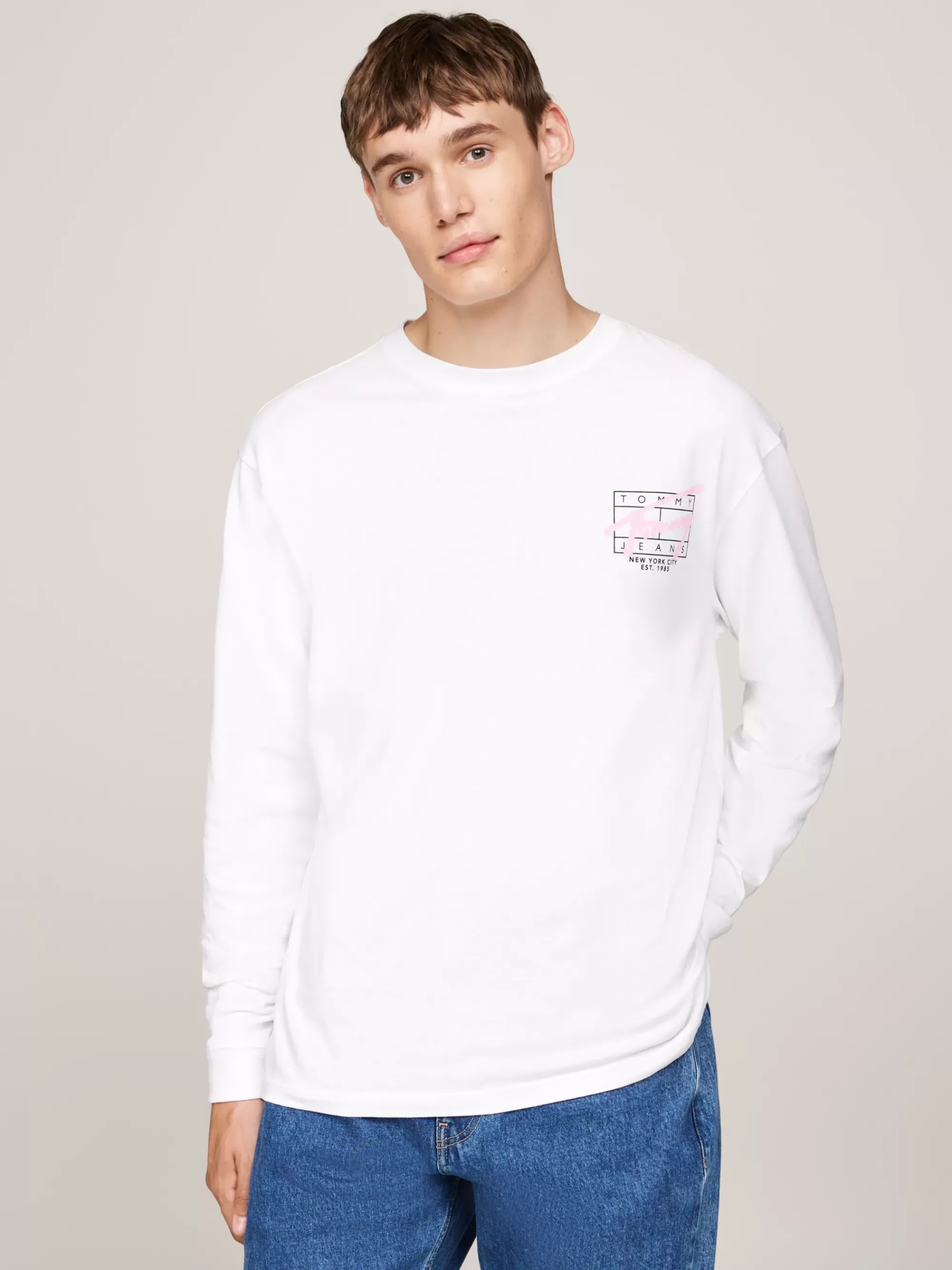 T-Shirts*Tommy Hilfiger Longsleeve T-shirt Met Graffiti-logo WHITE
