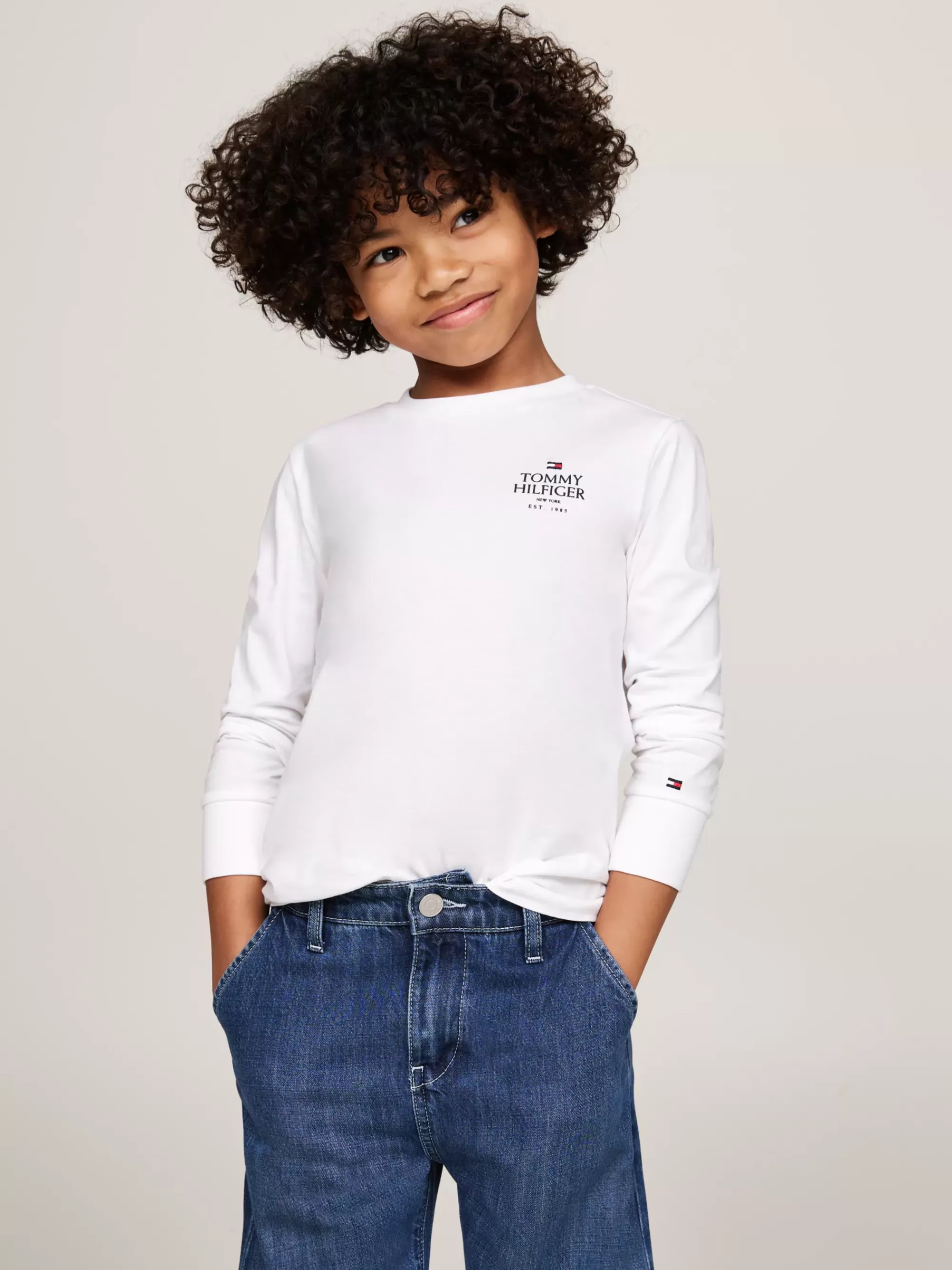 T-Shirts & Polo's*Tommy Hilfiger Longsleeve T-shirt Met Hilfiger-logo WHITE