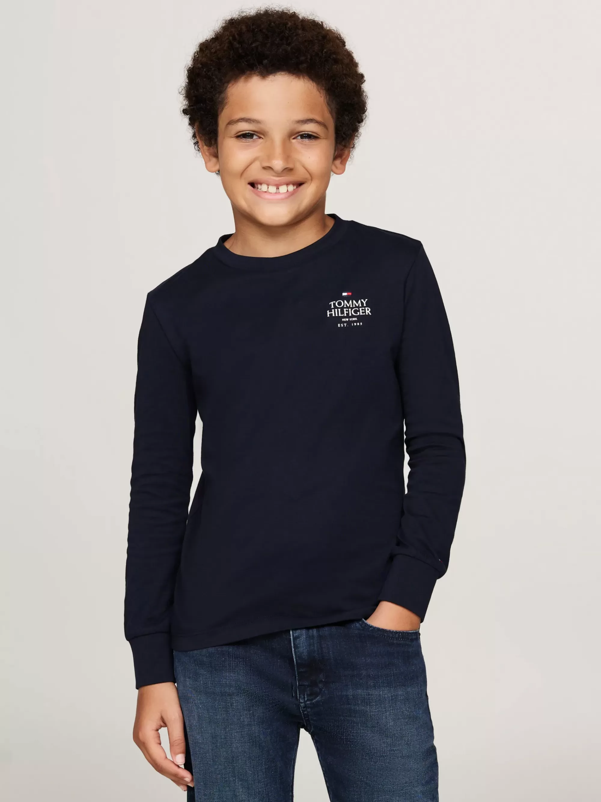 T-Shirts & Polo's*Tommy Hilfiger Longsleeve T-shirt Met Hilfiger-logo DESERT SKY