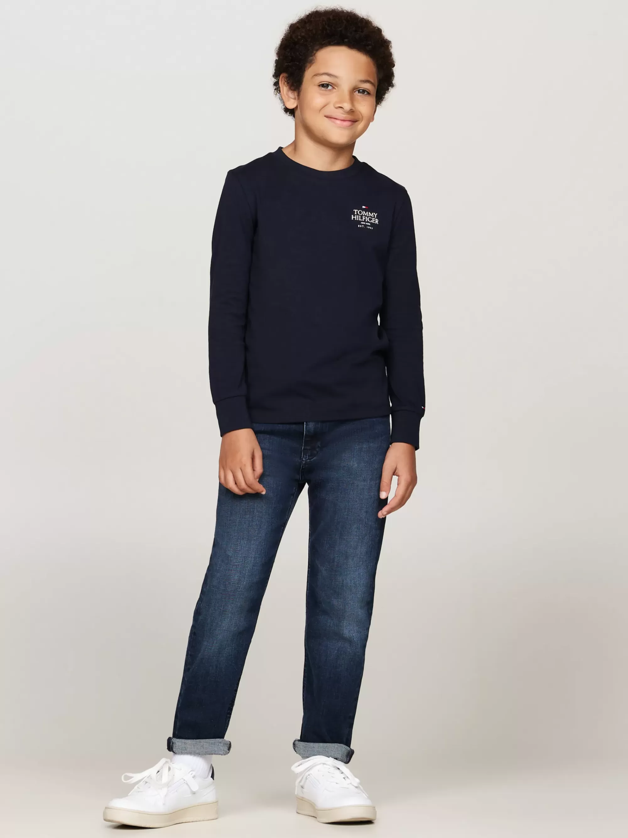 T-Shirts & Polo's*Tommy Hilfiger Longsleeve T-shirt Met Hilfiger-logo DESERT SKY