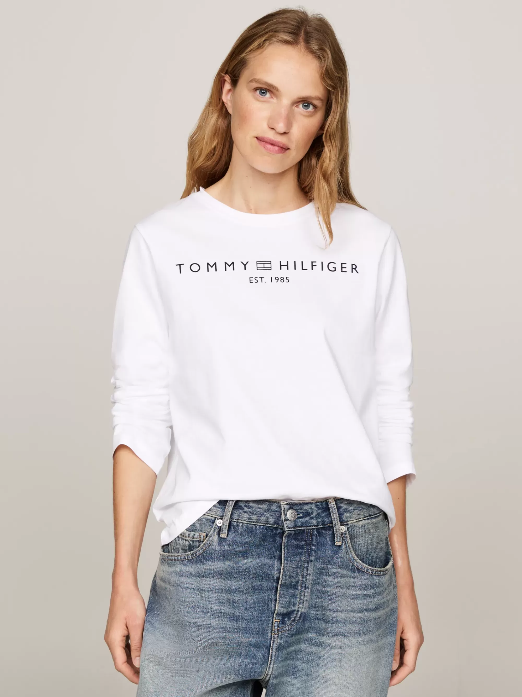 T-Shirts*Tommy Hilfiger Longsleeve T-shirt Met Logo TH OPTIC WHITE