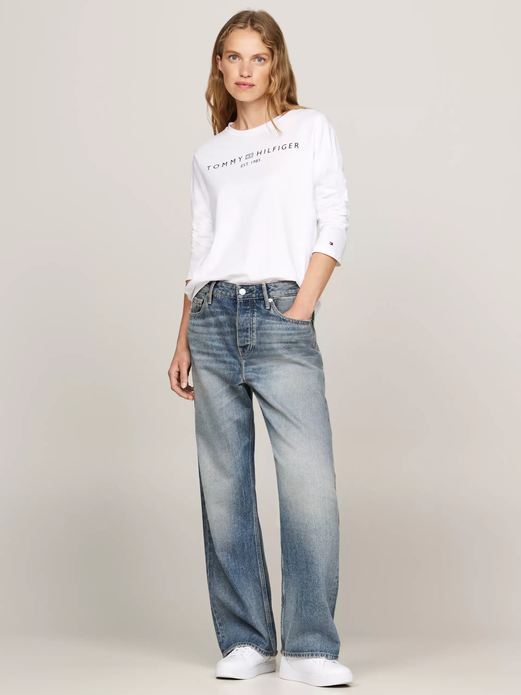 T-Shirts*Tommy Hilfiger Longsleeve T-shirt Met Logo TH OPTIC WHITE