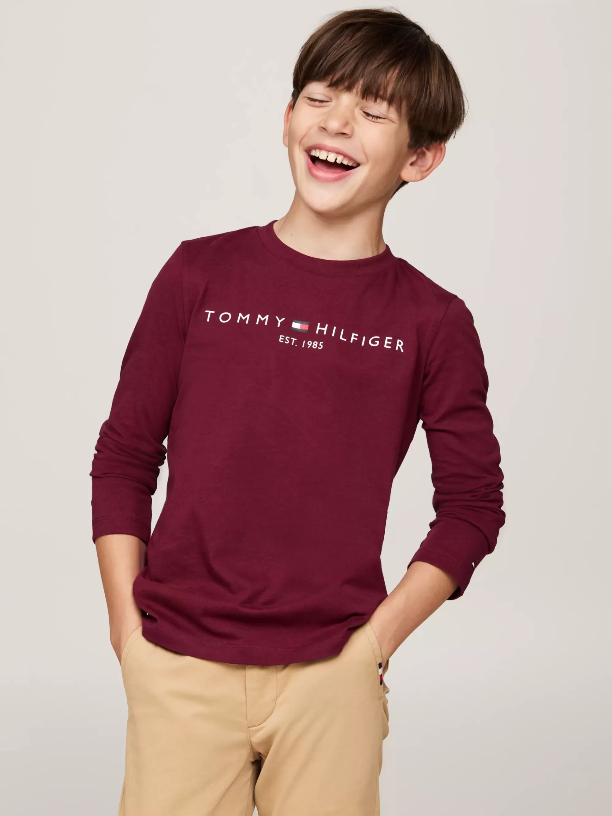 Tops & T-Shirts | T-Shirts & Polo's*Tommy Hilfiger Longsleeve T-shirt Met Logoprint DEEP ROUGE