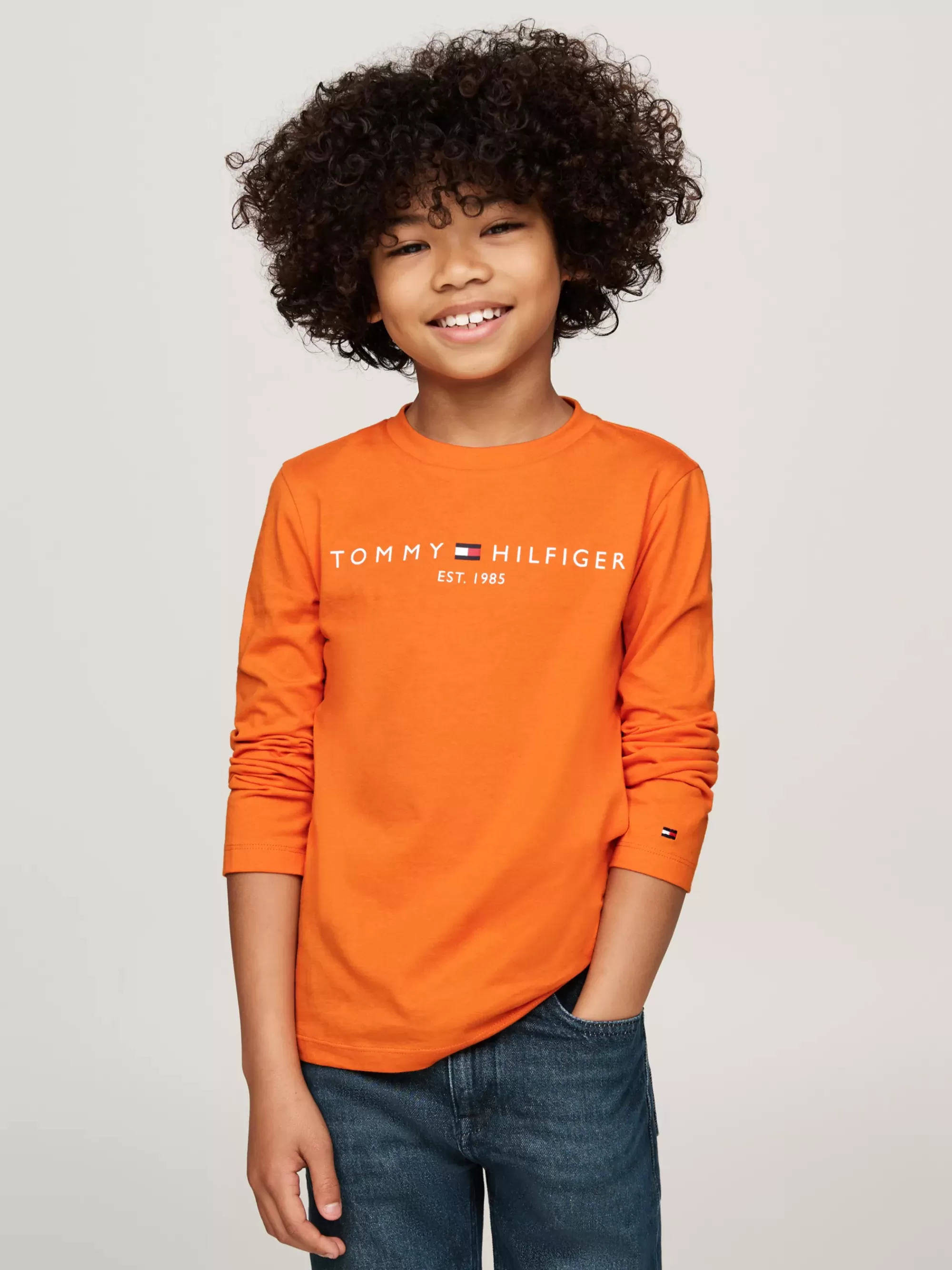 Tops & T-Shirts | T-Shirts & Polo's*Tommy Hilfiger Longsleeve T-shirt Met Logoprint ORANGE THUNDER