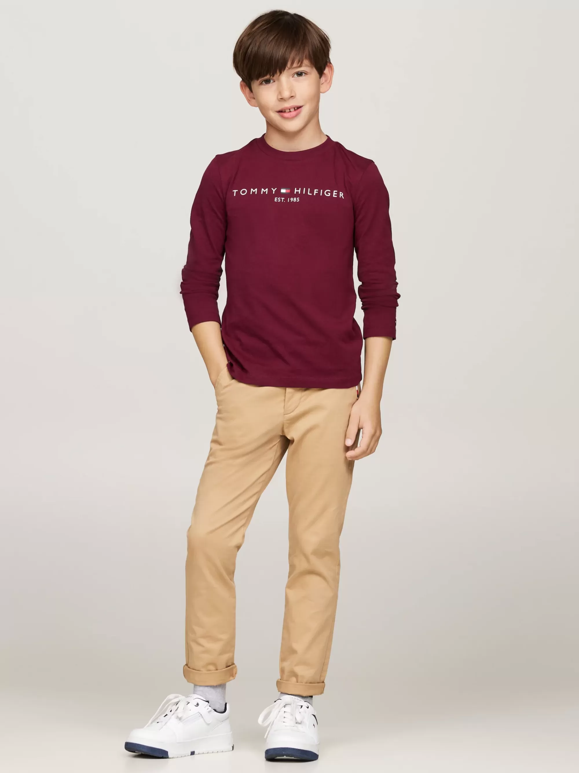 Tops & T-Shirts | T-Shirts & Polo's*Tommy Hilfiger Longsleeve T-shirt Met Logoprint DEEP ROUGE