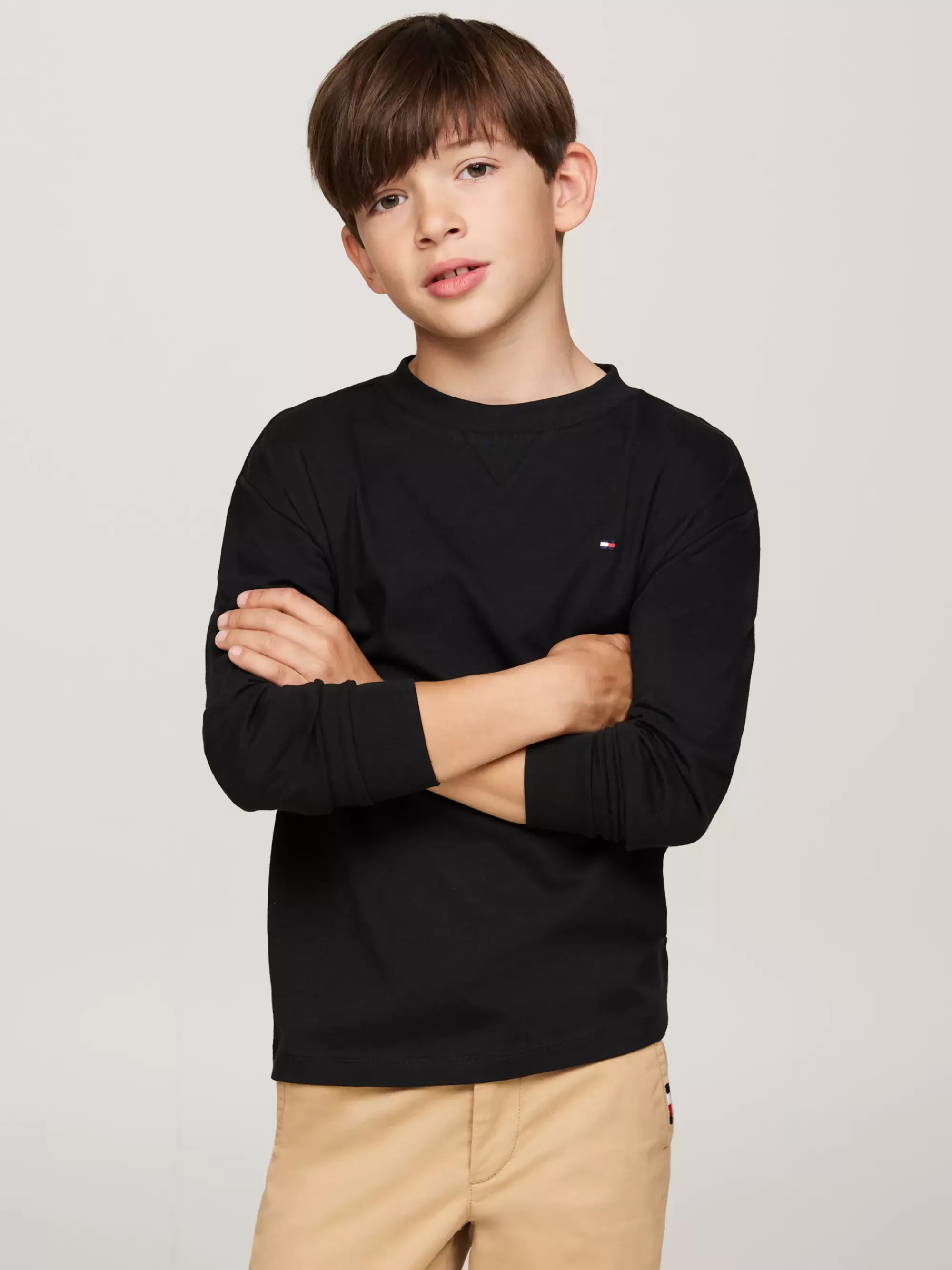 T-Shirts & Polo's*Tommy Hilfiger Longsleeve T-shirt Met Ronde Hals BLACK