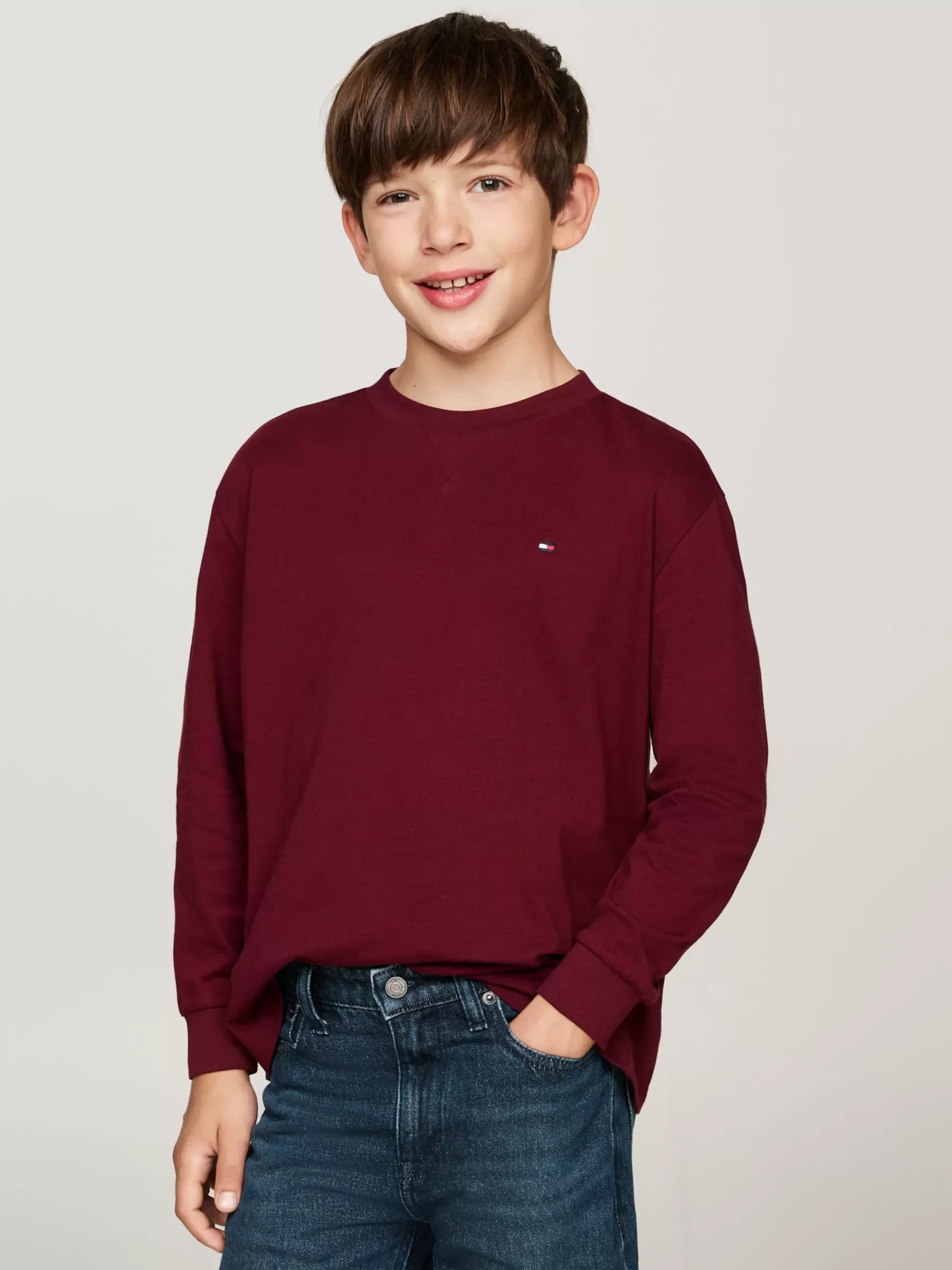 T-Shirts & Polo's*Tommy Hilfiger Longsleeve T-shirt Met Ronde Hals DEEP ROUGE