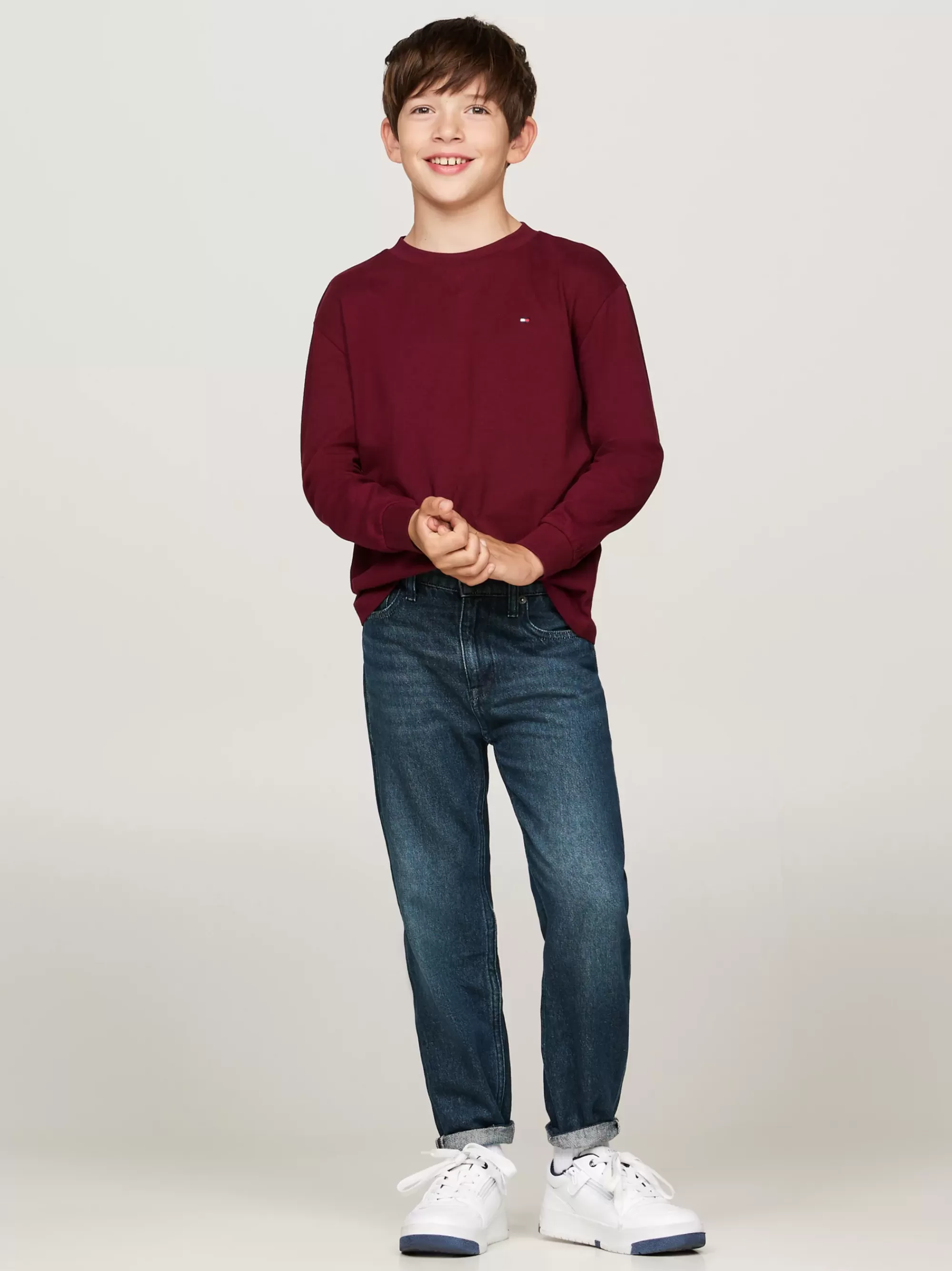 T-Shirts & Polo's*Tommy Hilfiger Longsleeve T-shirt Met Ronde Hals DEEP ROUGE