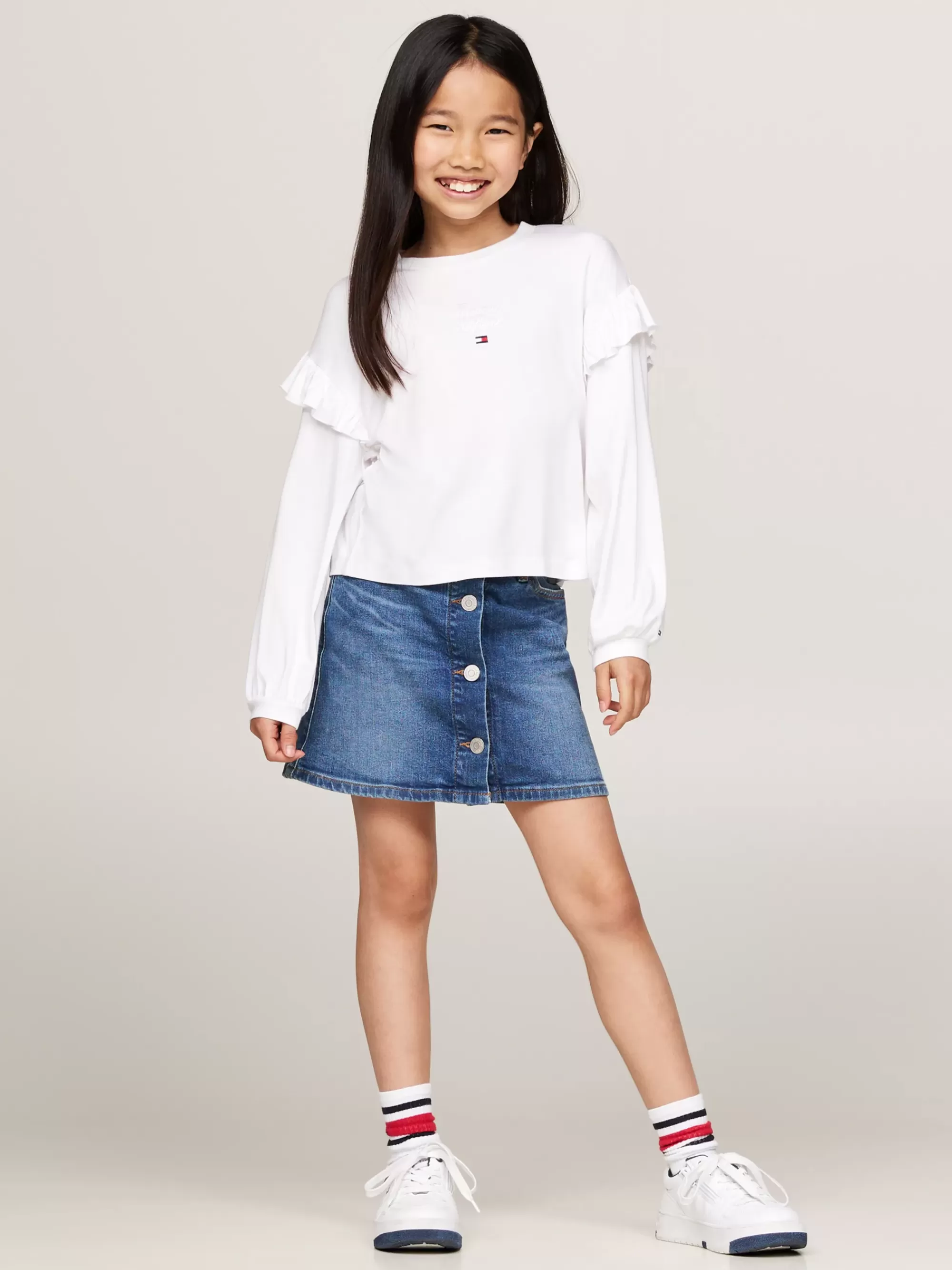 Tops & T-Shirts*Tommy Hilfiger Longsleeve T-shirt Met Scriptlogo WHITE