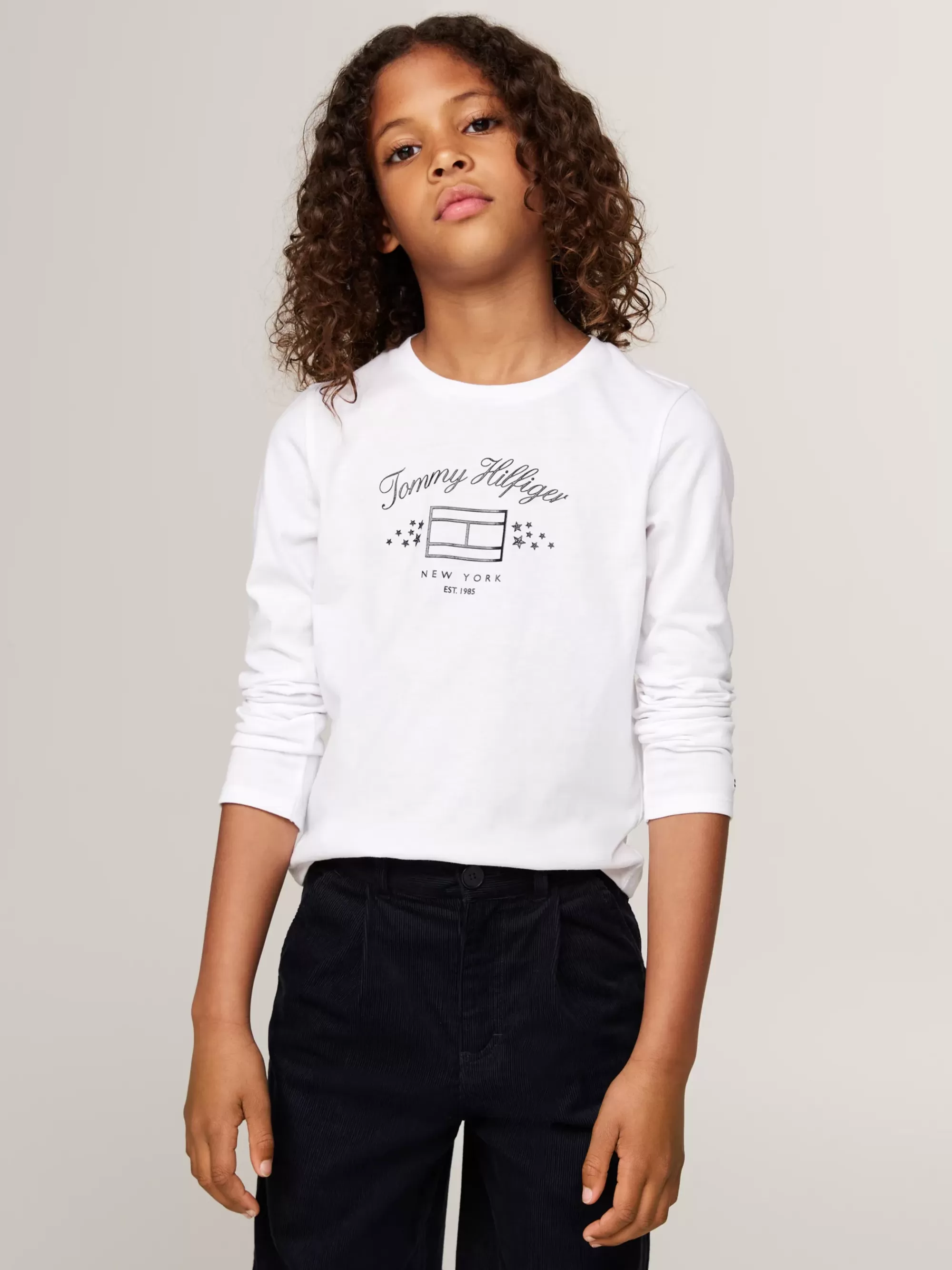 Tops & T-Shirts*Tommy Hilfiger Longsleeve T-shirt Met Vlagprint WHITE