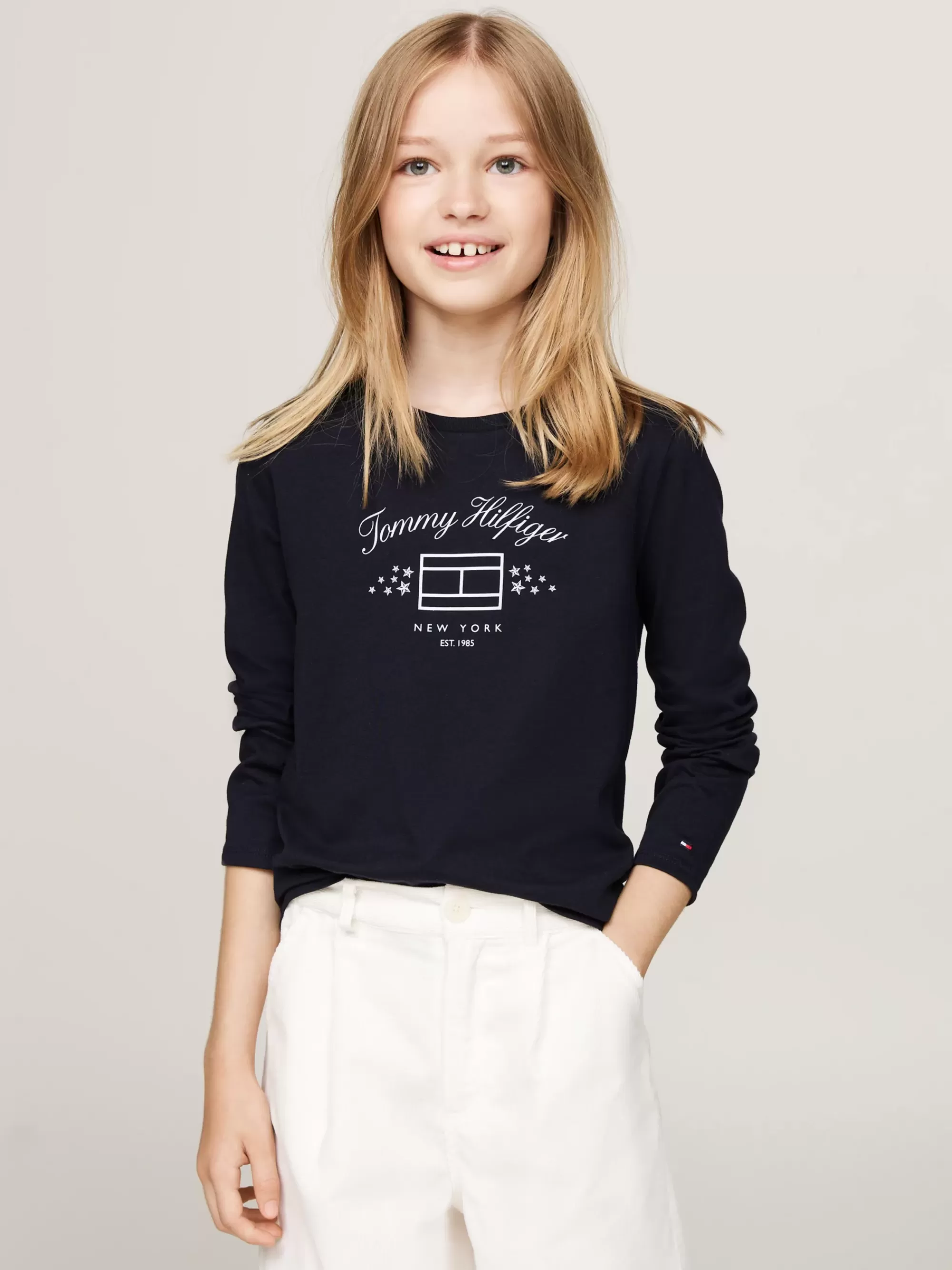 Tops & T-Shirts*Tommy Hilfiger Longsleeve T-shirt Met Vlagprint DESERT SKY