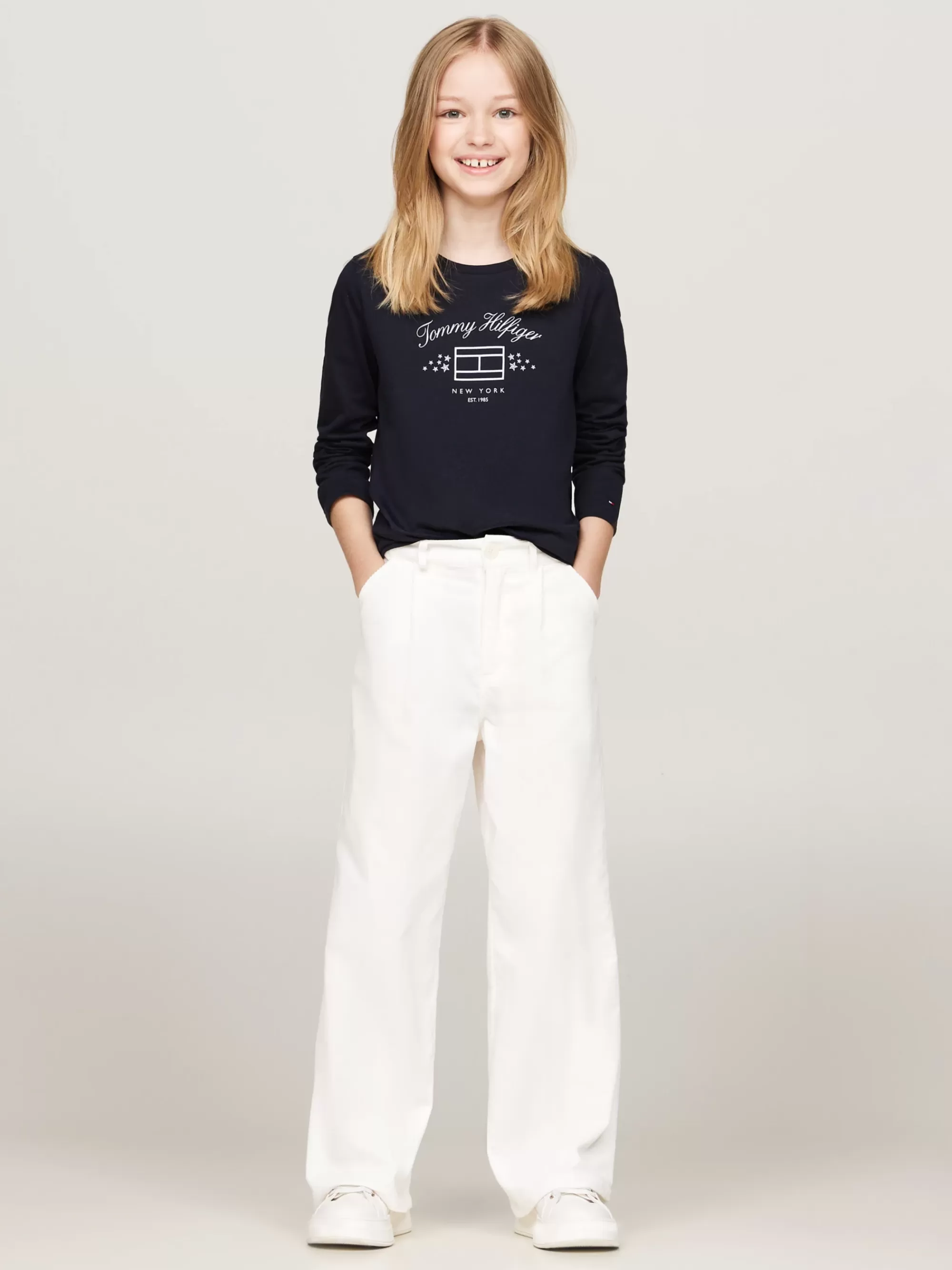 Tops & T-Shirts*Tommy Hilfiger Longsleeve T-shirt Met Vlagprint DESERT SKY