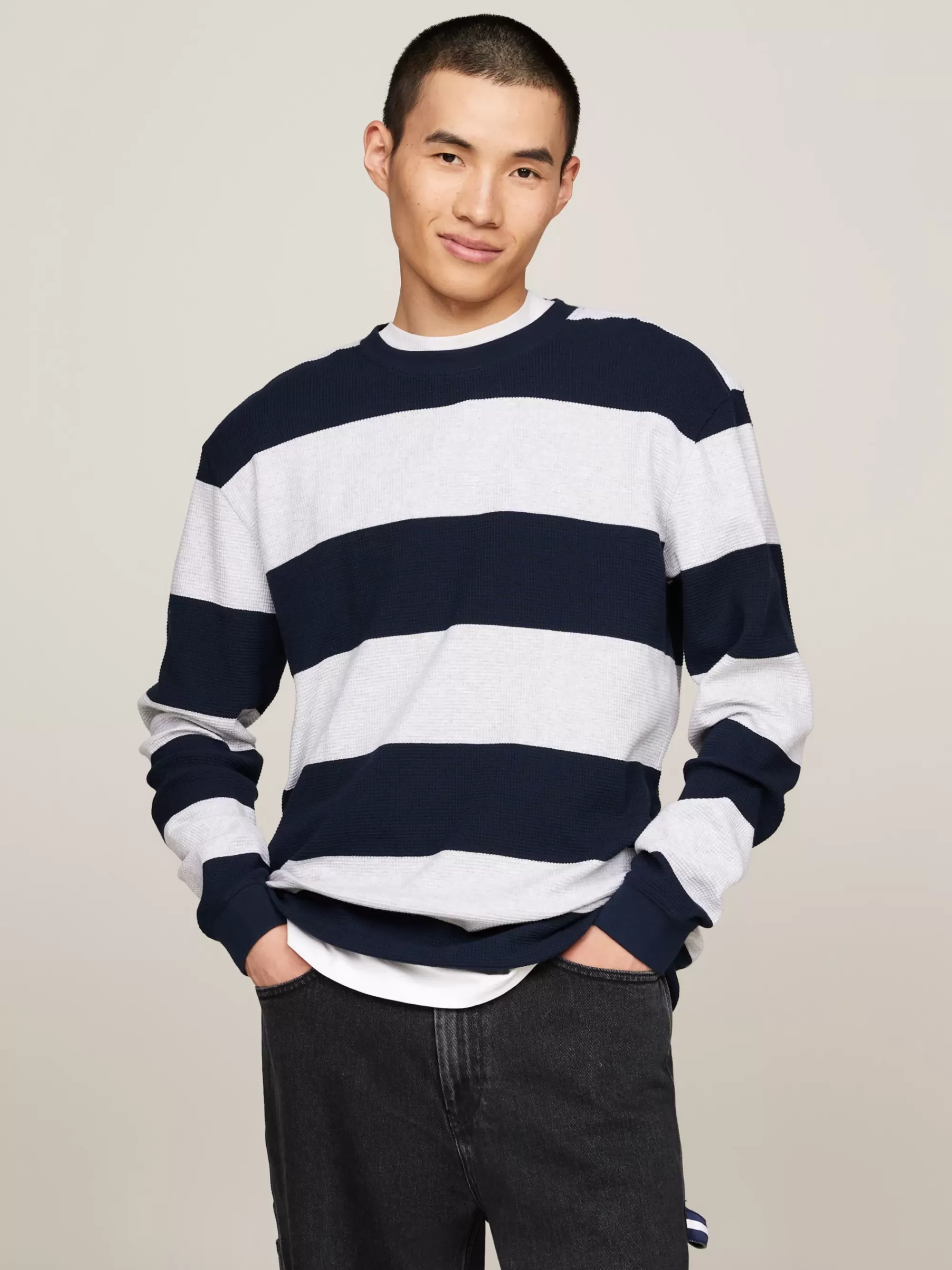 T-Shirts*Tommy Hilfiger Longsleeve T-shirt Met Wafelsteek DARK NIGHT NAVY
