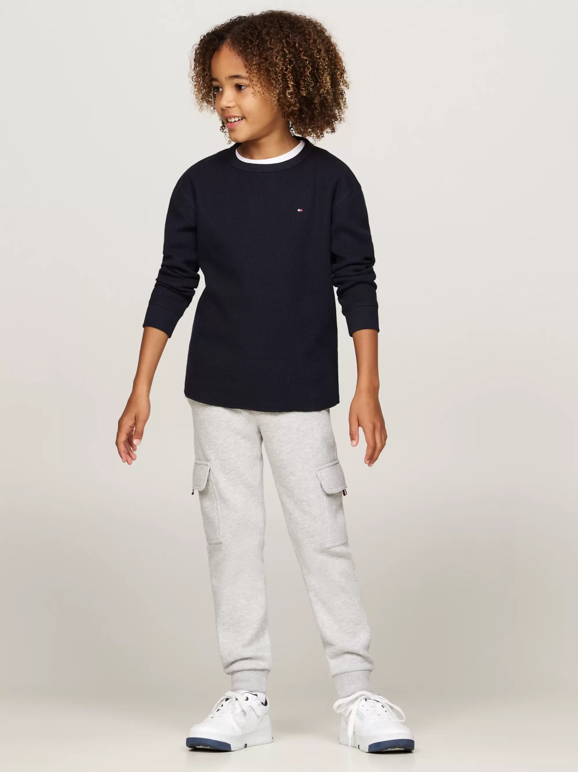 T-Shirts & Polo's*Tommy Hilfiger Longsleeve T-shirt Met Wafelsteek DESERT SKY