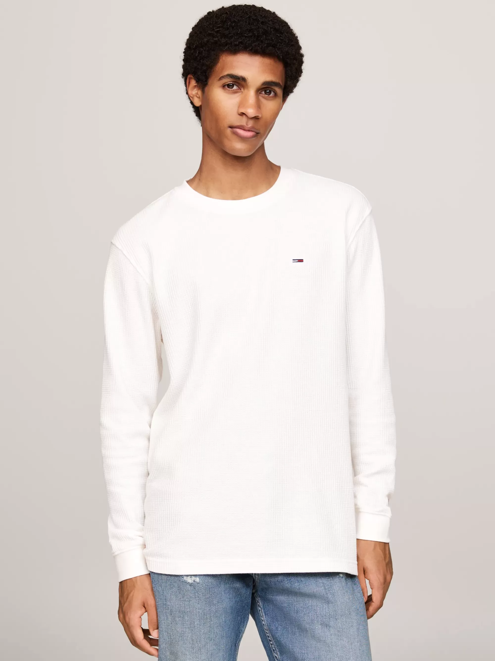 T-Shirts*Tommy Hilfiger Longsleeve T-shirt Met Wafeltextuur ANCIENT WHITE