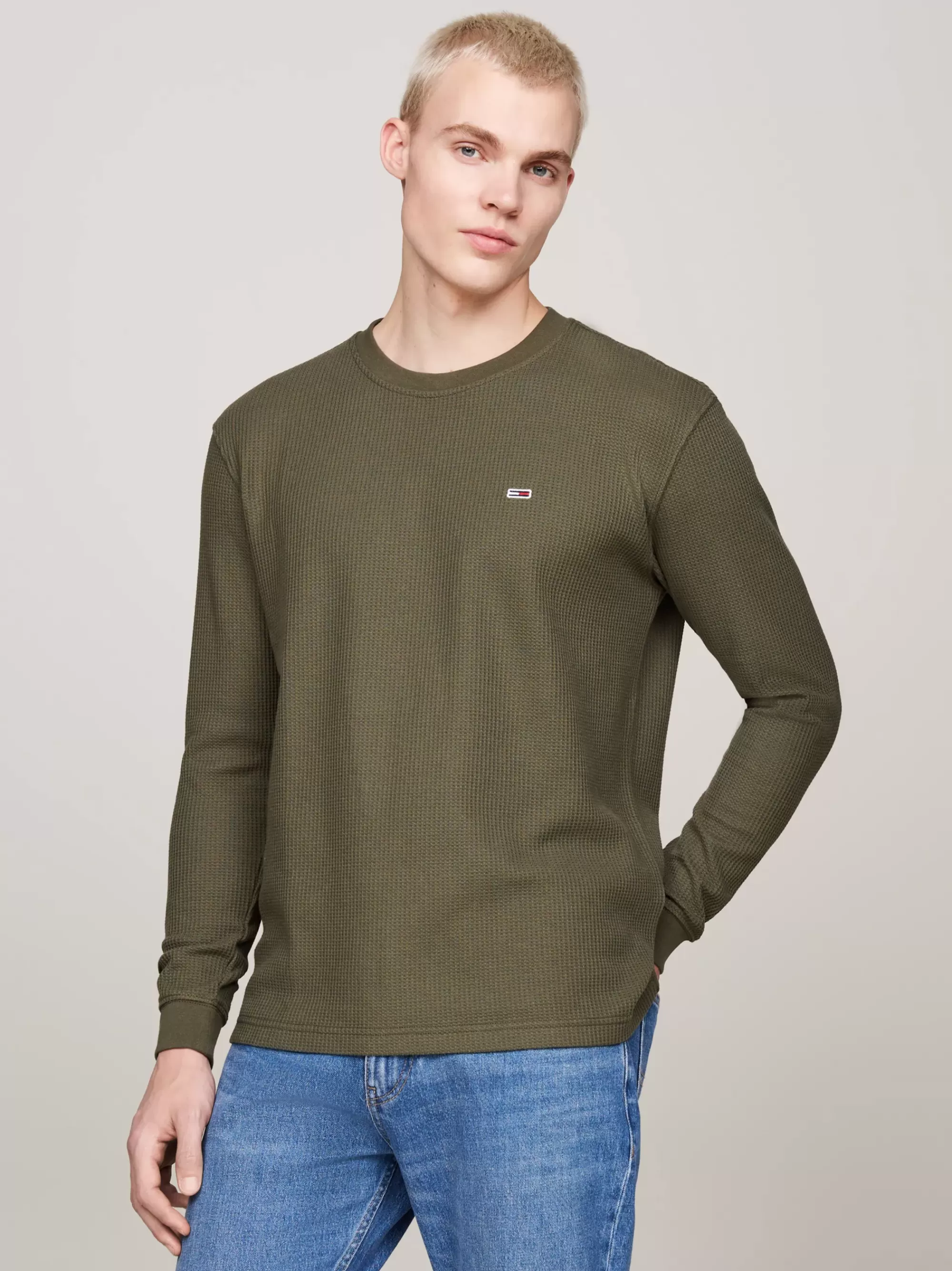 T-Shirts*Tommy Hilfiger Longsleeve T-shirt Met Wafeltextuur FATIGUE GREEN
