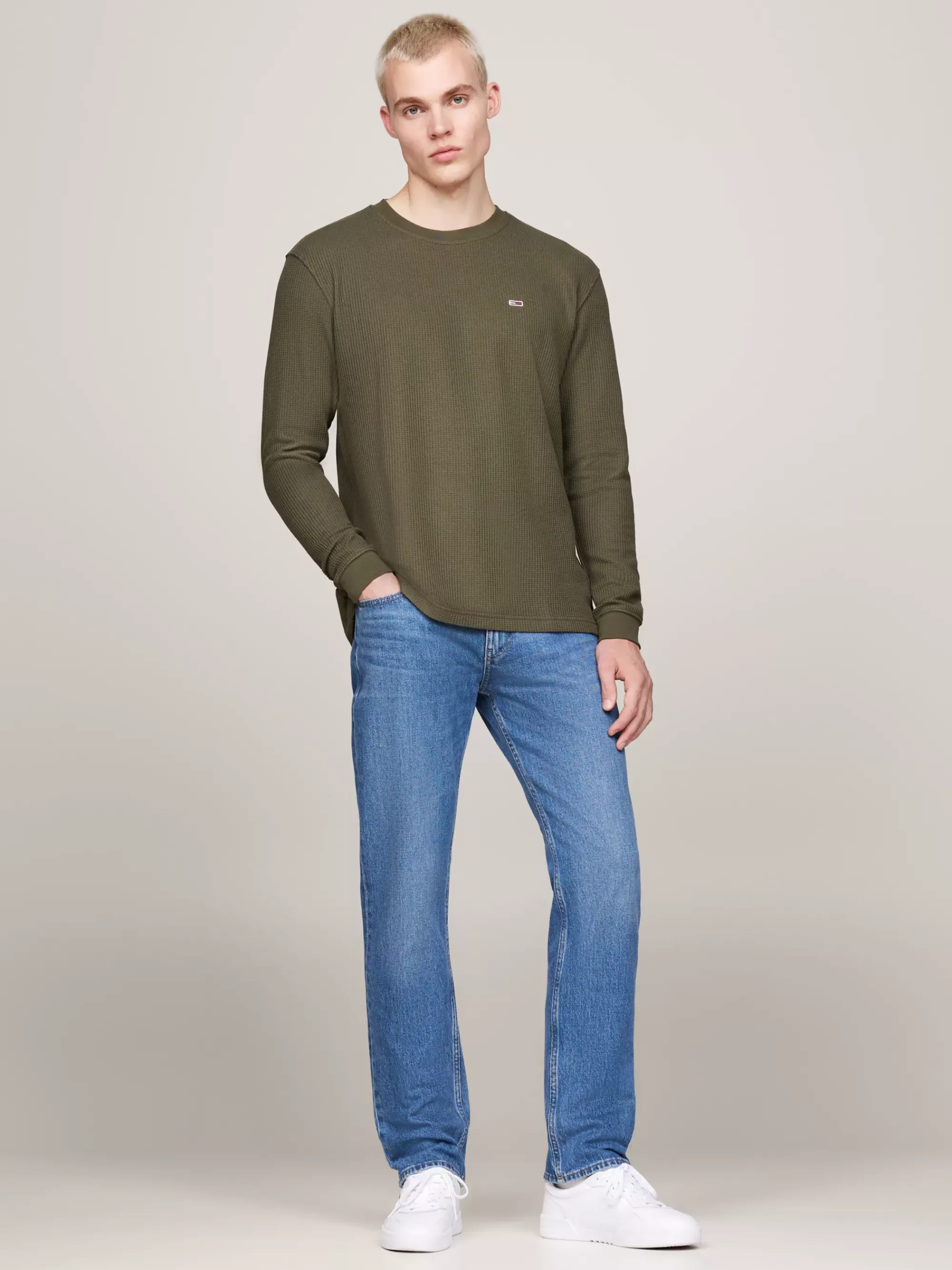 T-Shirts*Tommy Hilfiger Longsleeve T-shirt Met Wafeltextuur FATIGUE GREEN