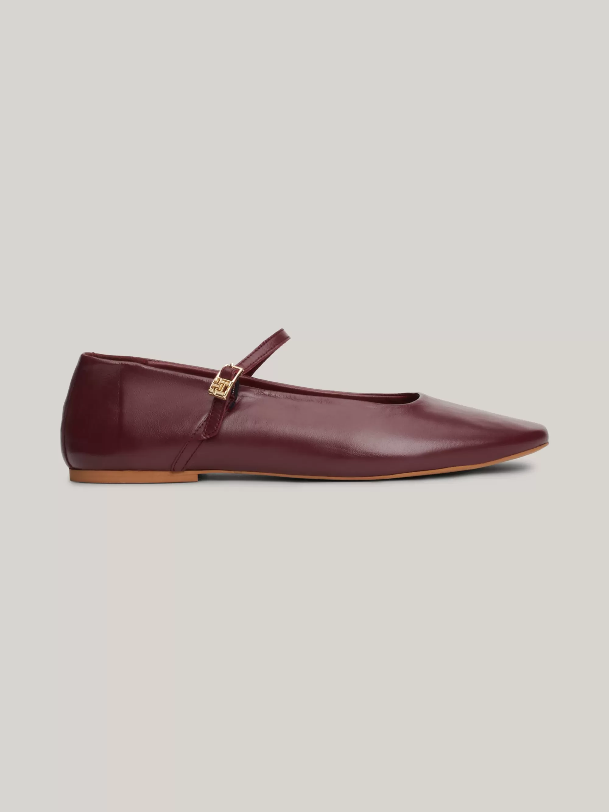 Ballerina's | Platte Schoenen*Tommy Hilfiger Mary Jane Ballerina's Van Leer DEEP ROUGE