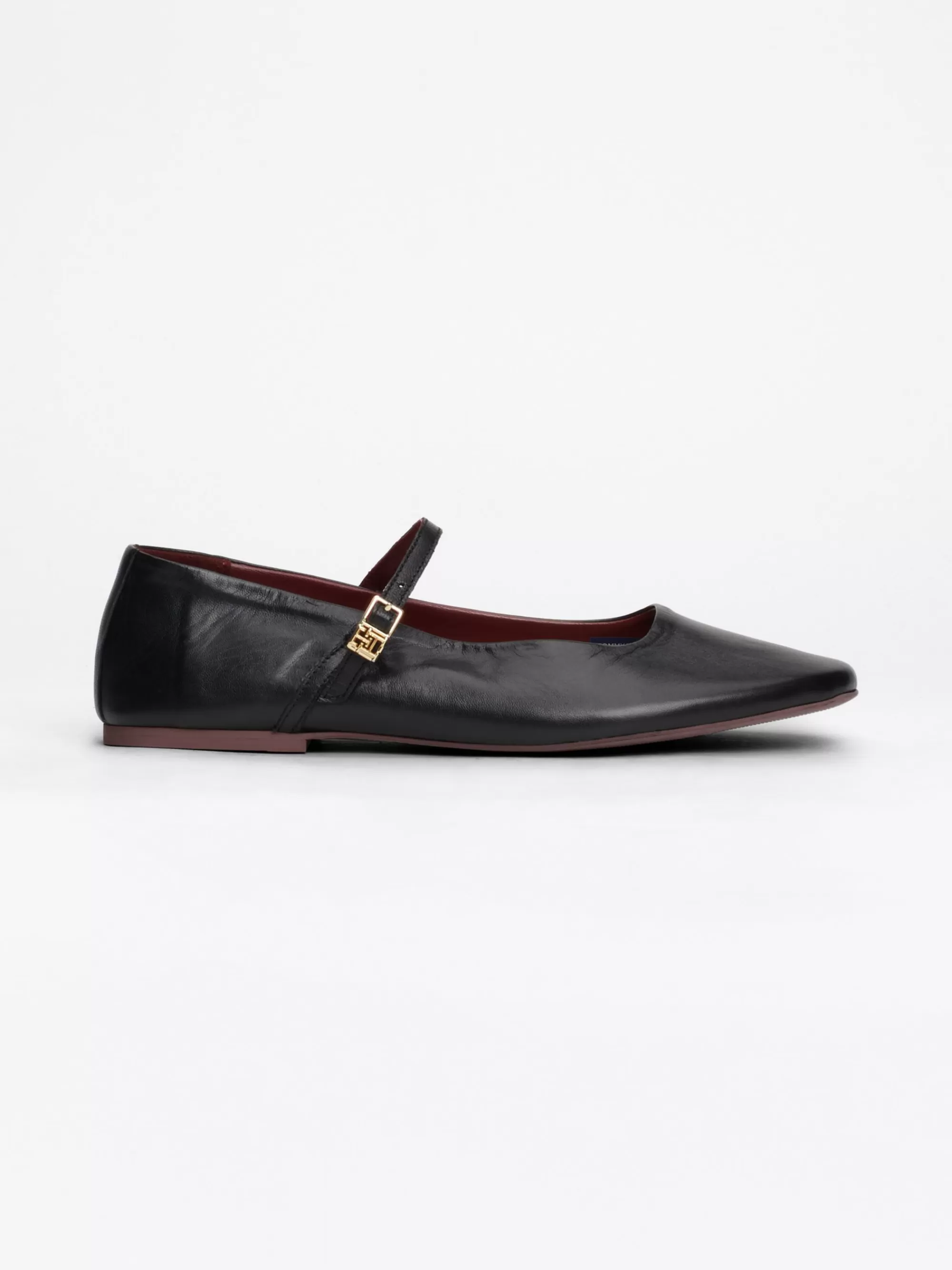 Platte Schoenen | Ballerina's*Tommy Hilfiger Mary Jane Ballerina's Van Leer BLACK