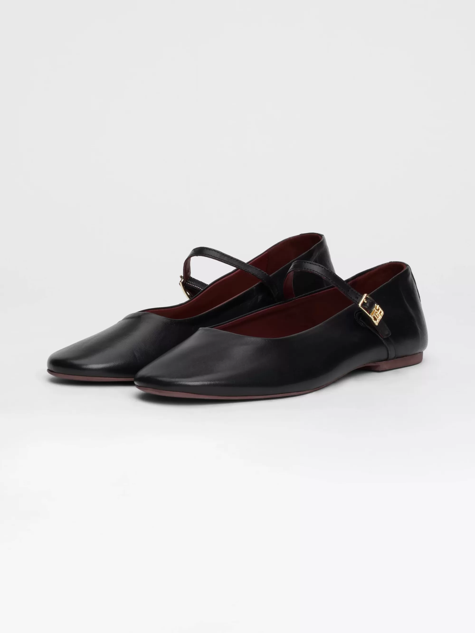 Platte Schoenen | Ballerina's*Tommy Hilfiger Mary Jane Ballerina's Van Leer BLACK