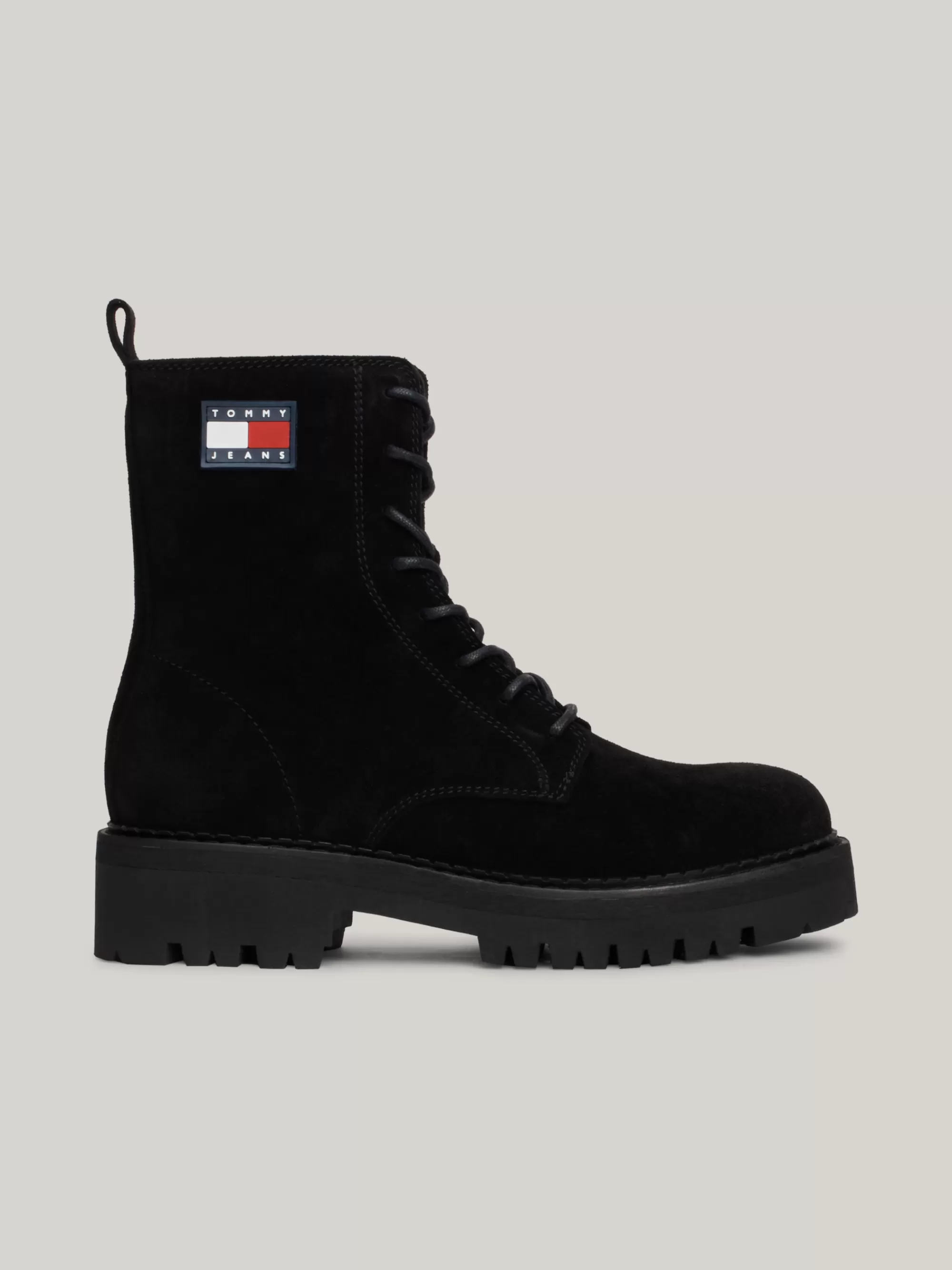 Veterlaarzen | Laarzen & Enkellaarzen*Tommy Hilfiger Medium Hoge Suède Veterlaars Met Profiel BLACK