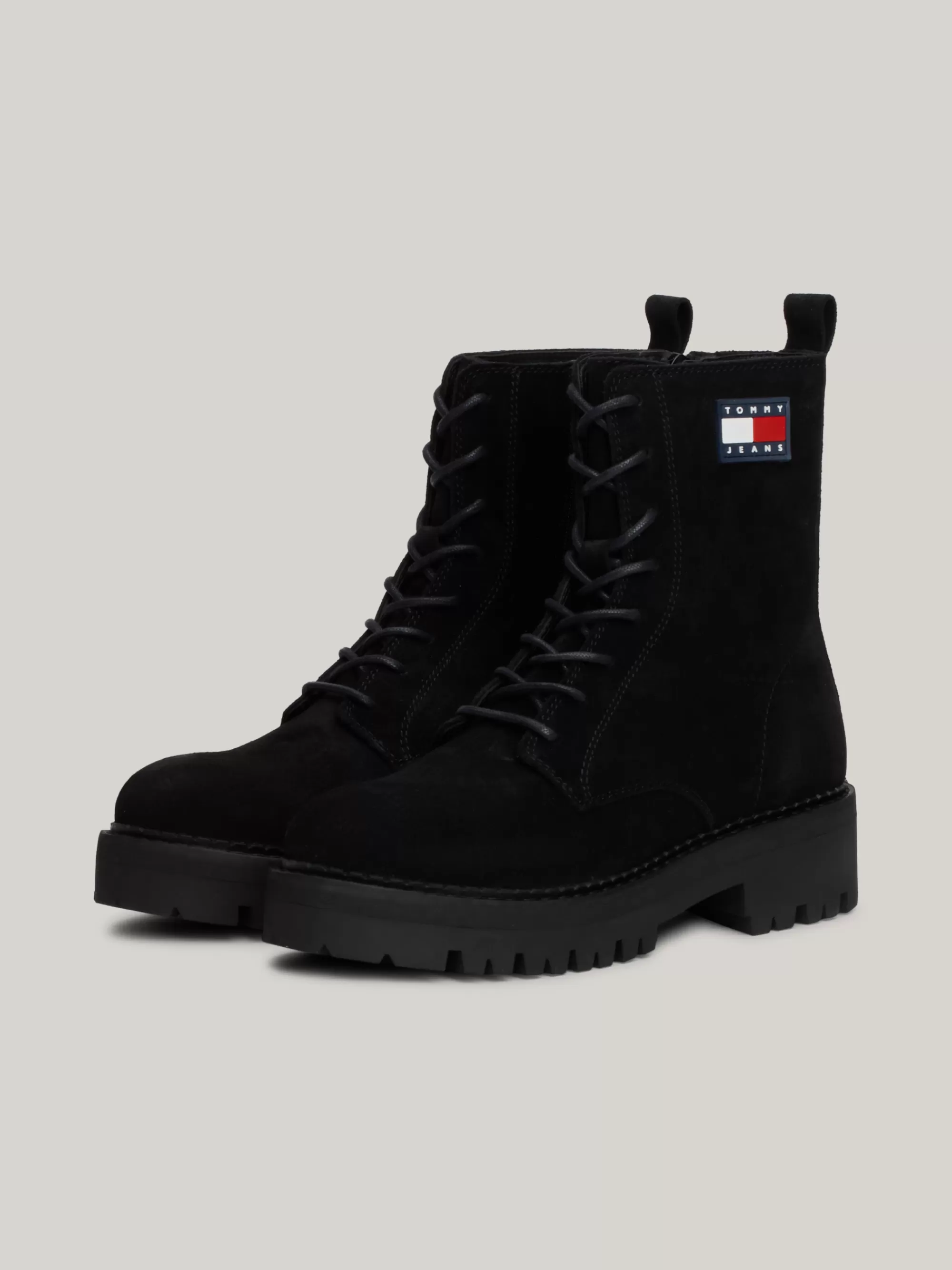 Veterlaarzen | Laarzen & Enkellaarzen*Tommy Hilfiger Medium Hoge Suède Veterlaars Met Profiel BLACK