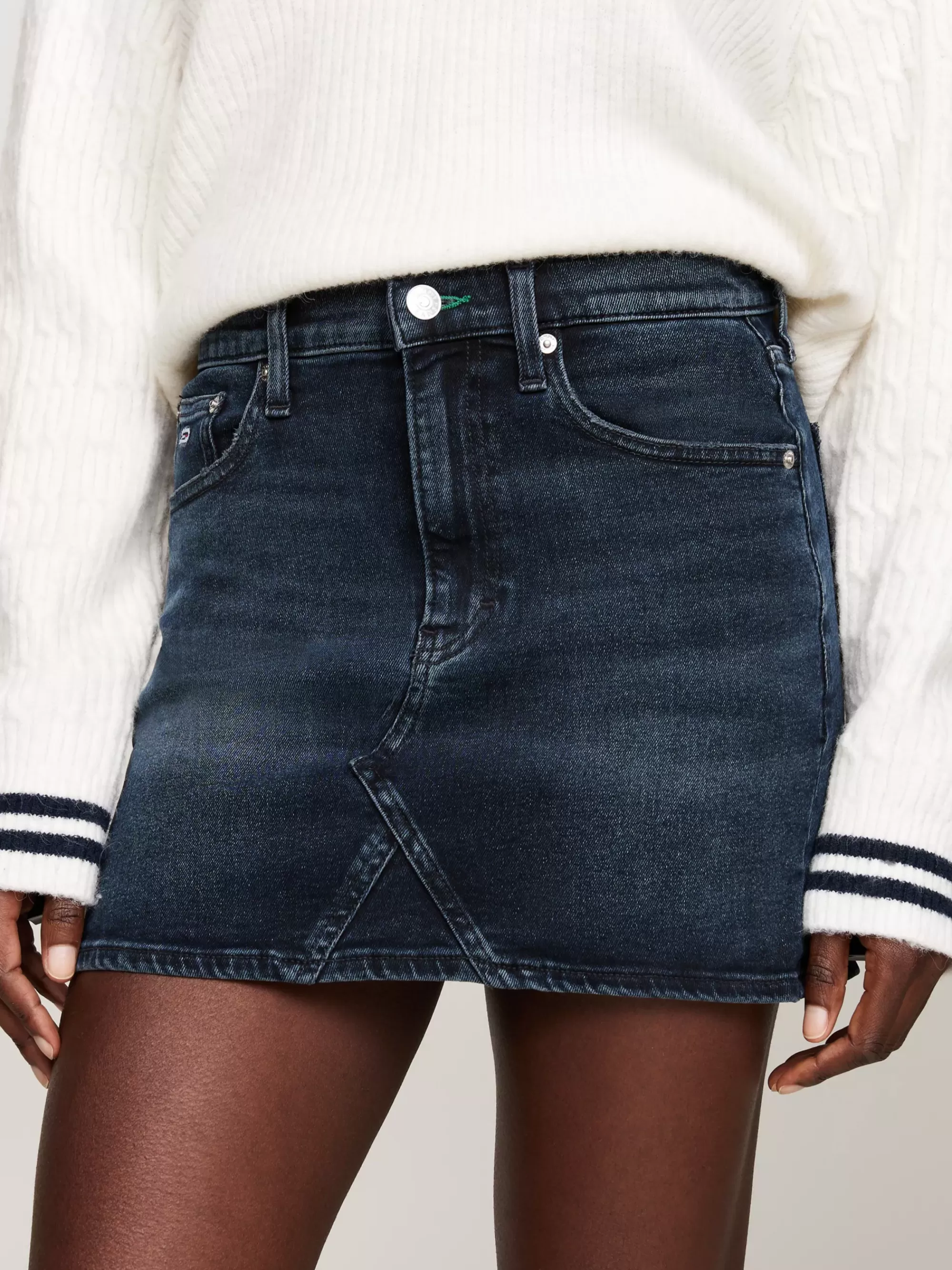 Rokken*Tommy Hilfiger Medium Rise Denim Minirok Met Fading DENIM DARK