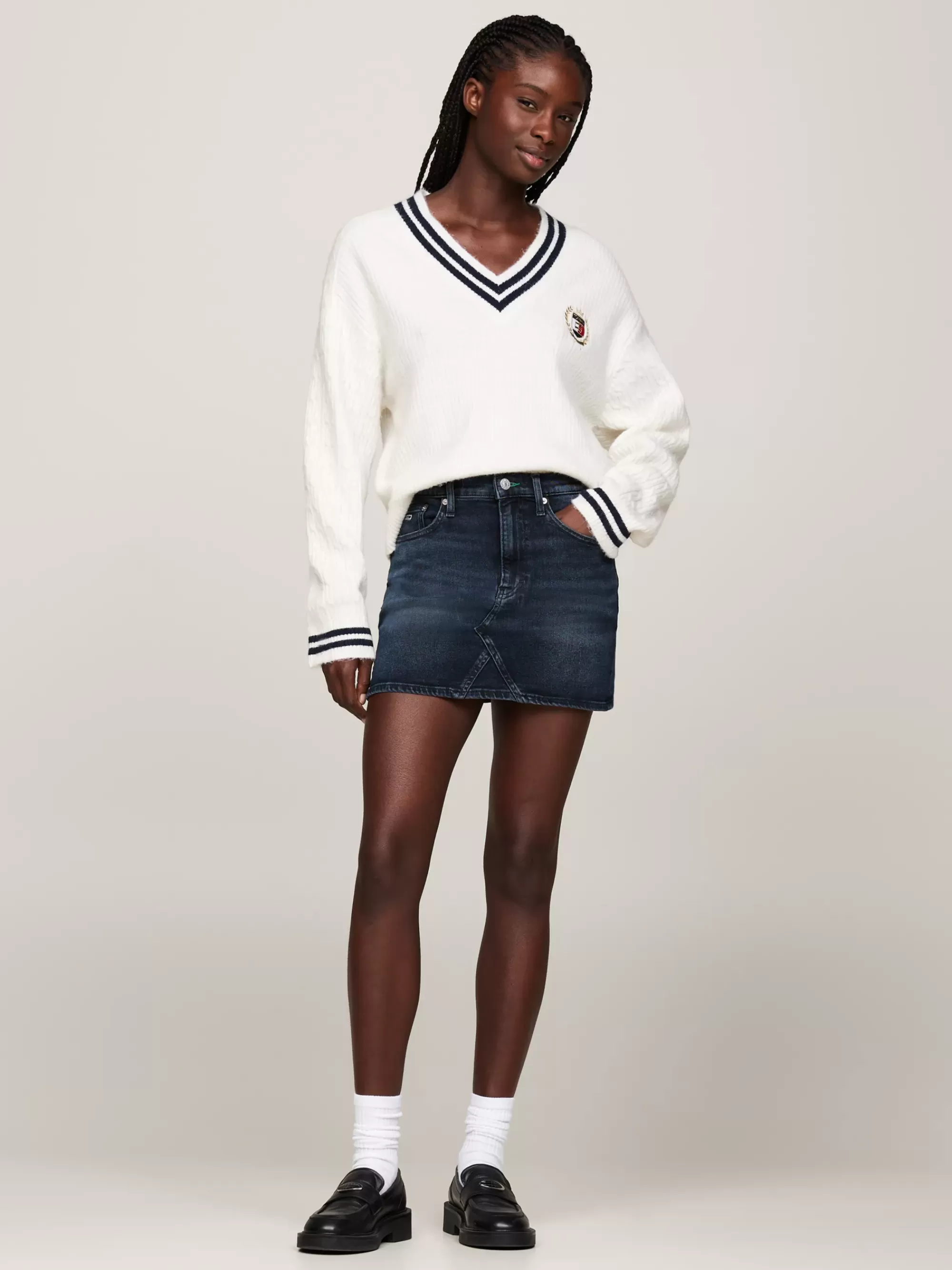Rokken*Tommy Hilfiger Medium Rise Denim Minirok Met Fading DENIM DARK