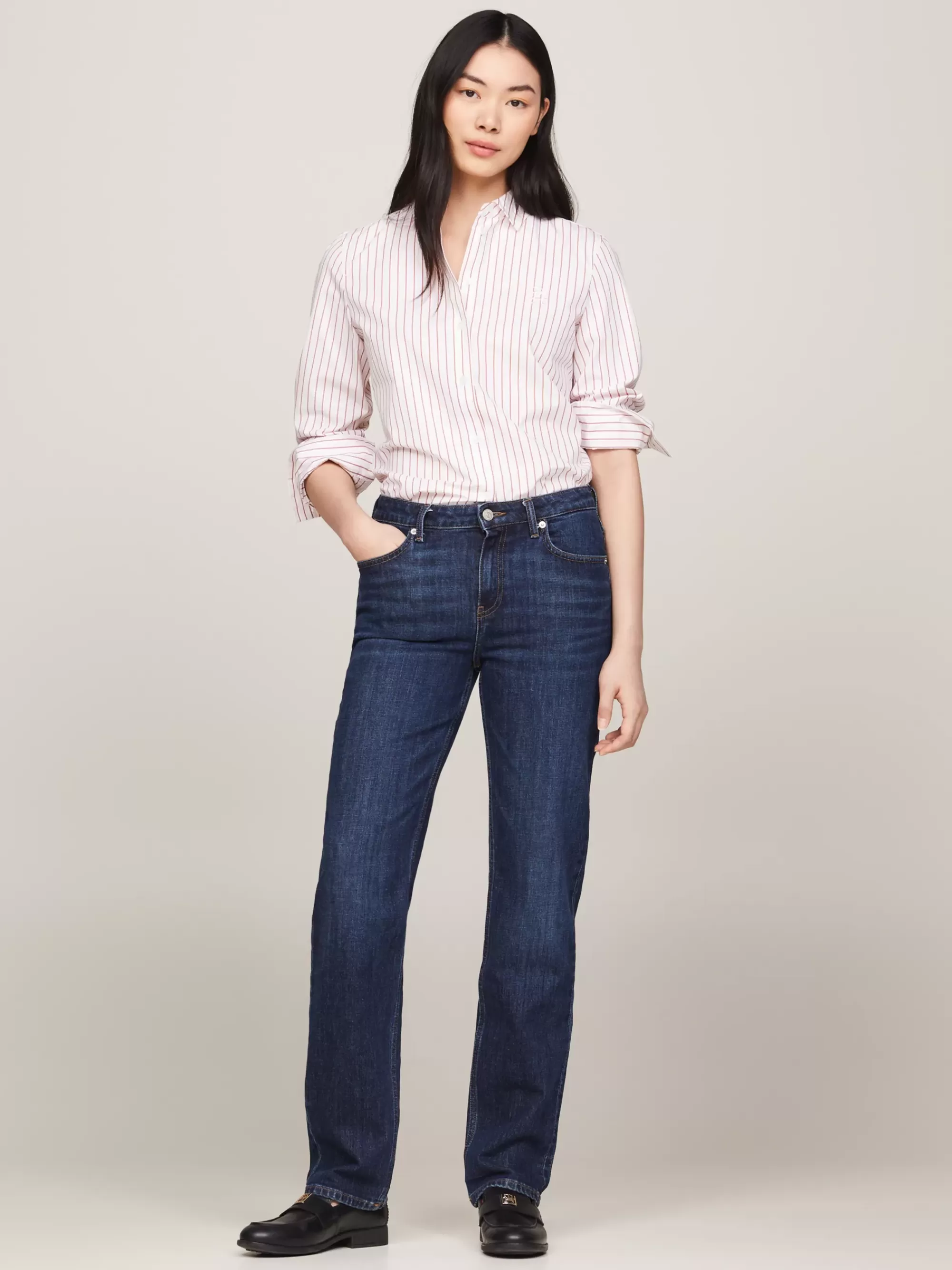 Jeans*Tommy Hilfiger Medium Rise Straight Whiskered Jeans DARK BLUE
