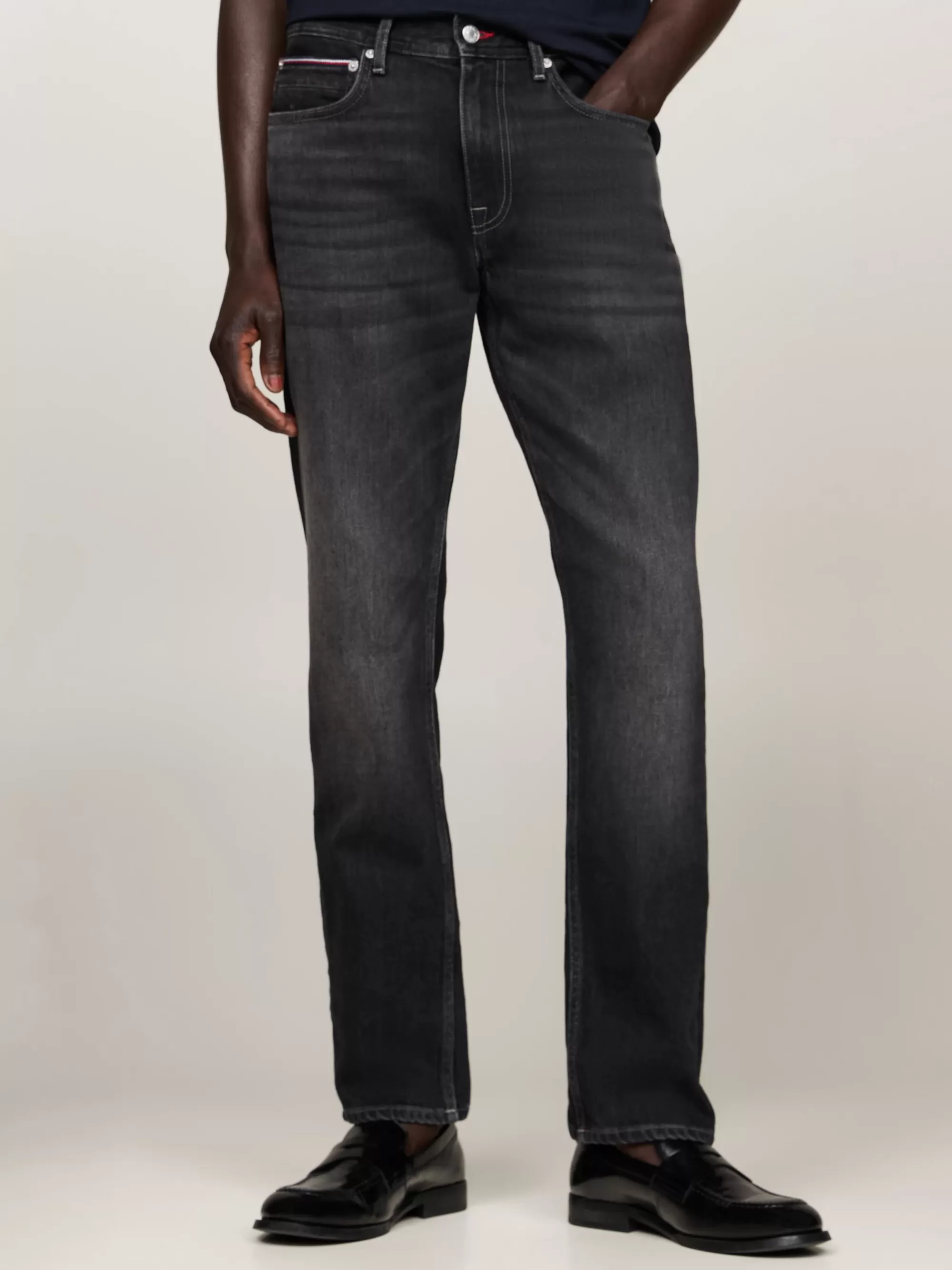 Jeans*Tommy Hilfiger Mercer Regular Straight Jeans Met Fading TUNDRA BLACK