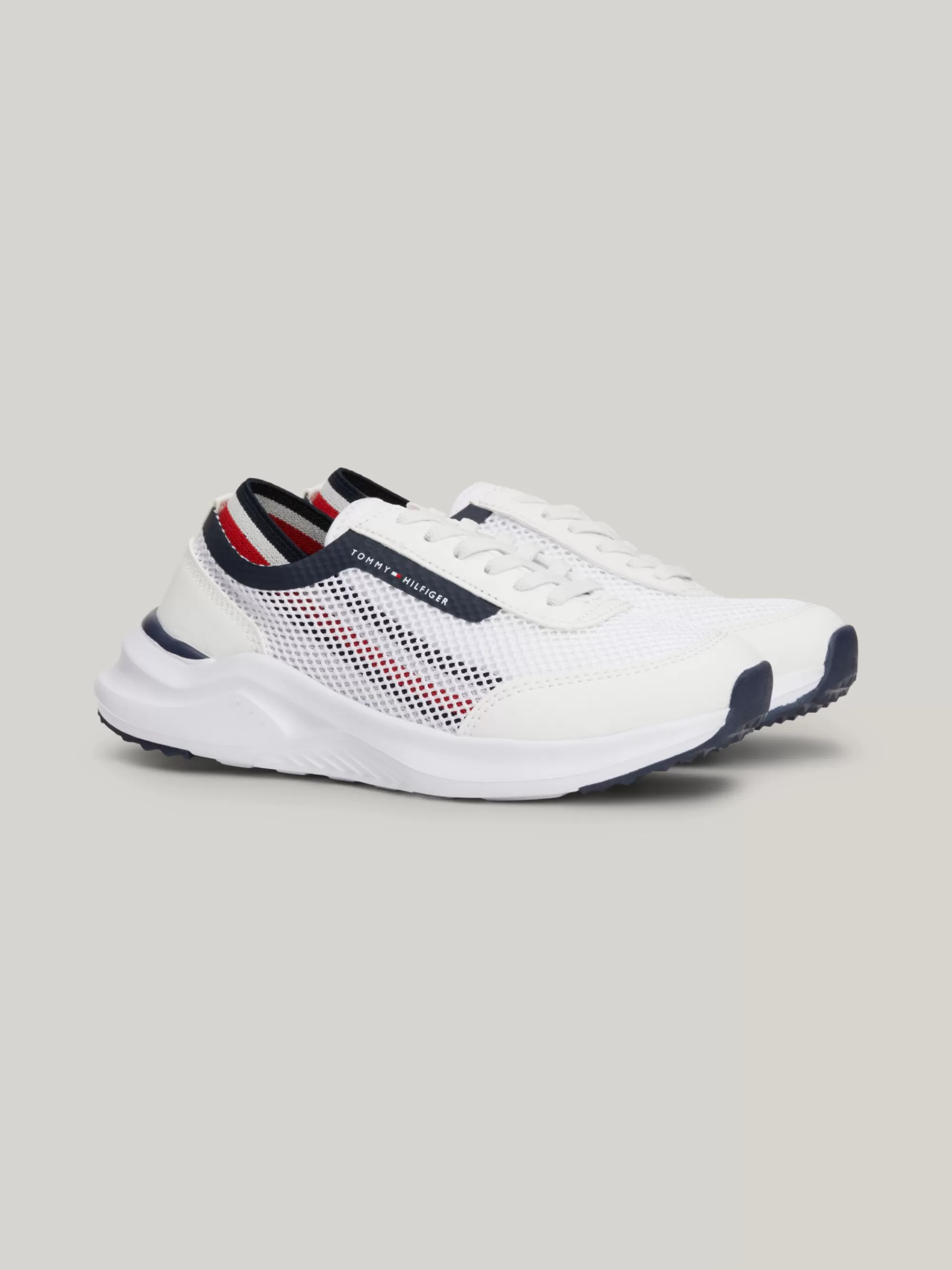 Schoenen & Accessoires*Tommy Hilfiger Mesh Sneaker Met Veters En Signature-tape WHITE