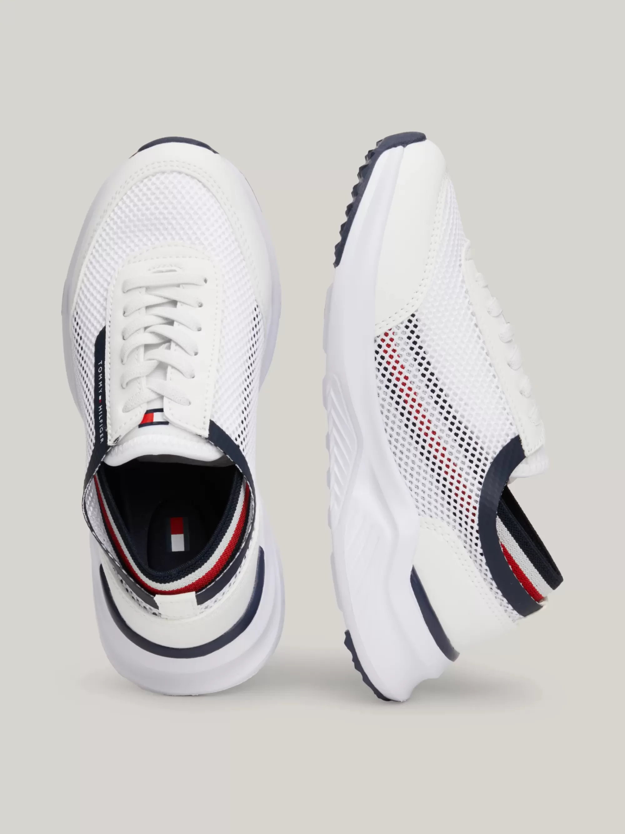 Schoenen & Accessoires*Tommy Hilfiger Mesh Sneaker Met Veters En Signature-tape WHITE