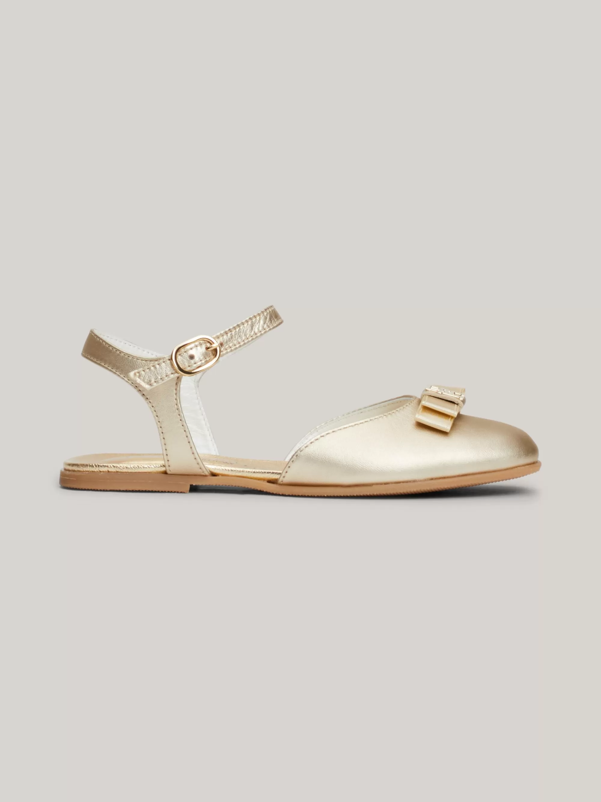 Schoenen & Accessoires*Tommy Hilfiger Metallic Leren Ballerina Met TH-monogram PLATINUM