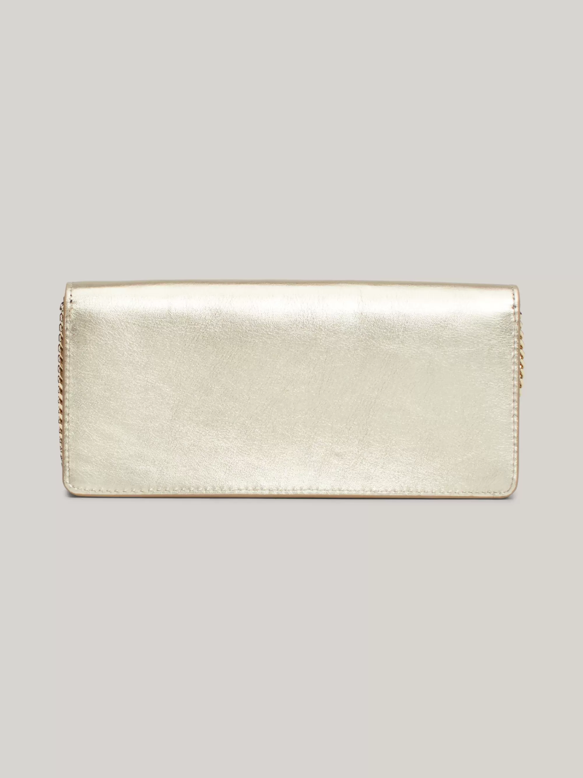 Portemonnees & Sleutelhangers*Tommy Hilfiger Metallic Leren Clutch Met Ketting GOLD