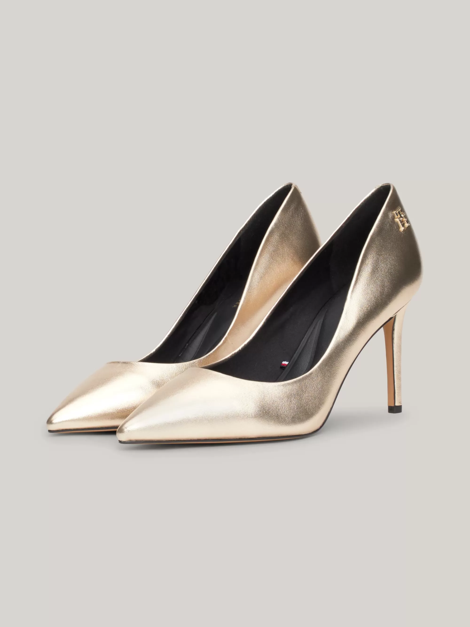 Pumps*Tommy Hilfiger Metallic Leren Pump Met Naaldhak GOLD