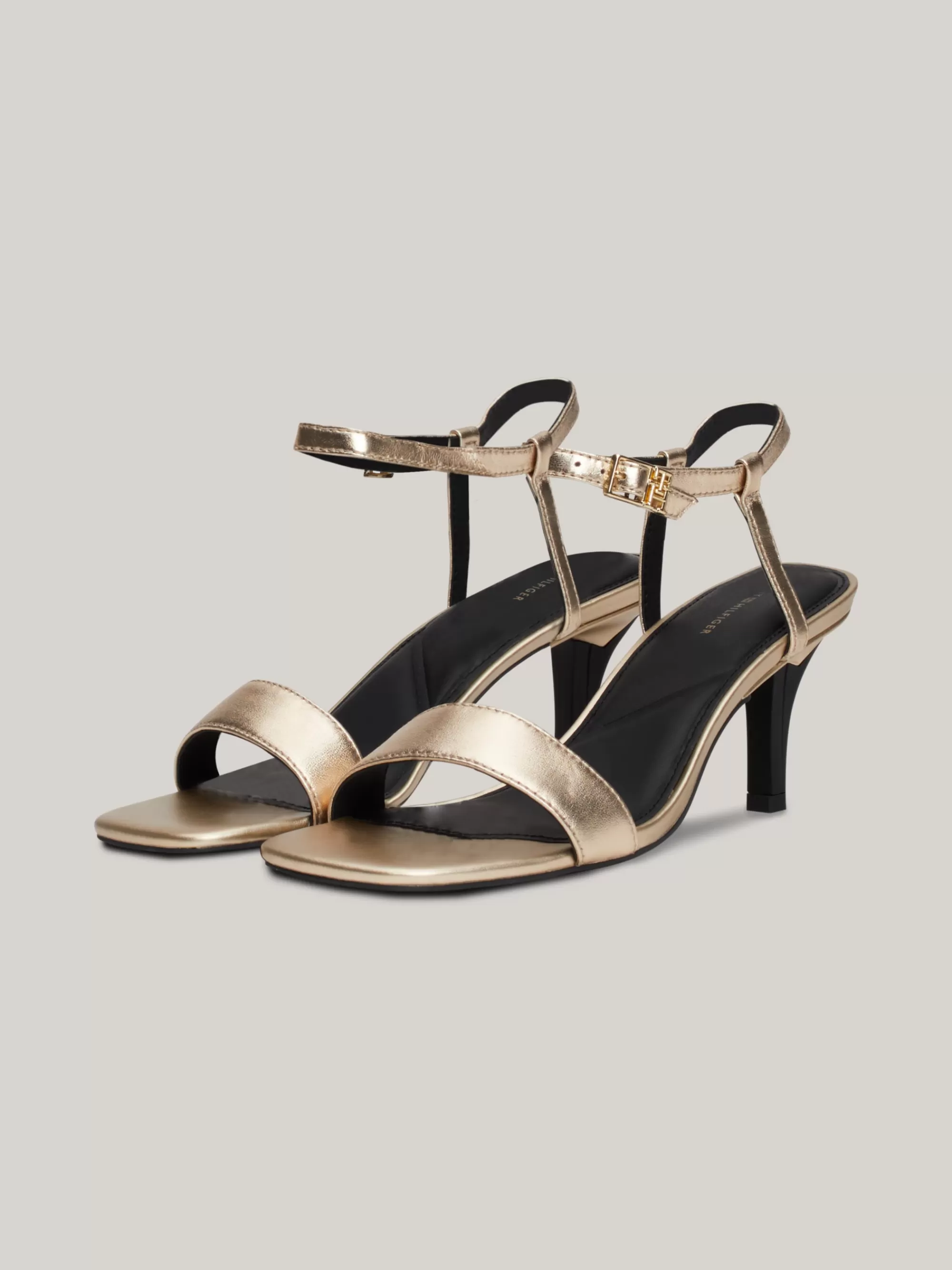 Sandalen*Tommy Hilfiger Metallic Leren Sandaal Met Naaldhak GOLD