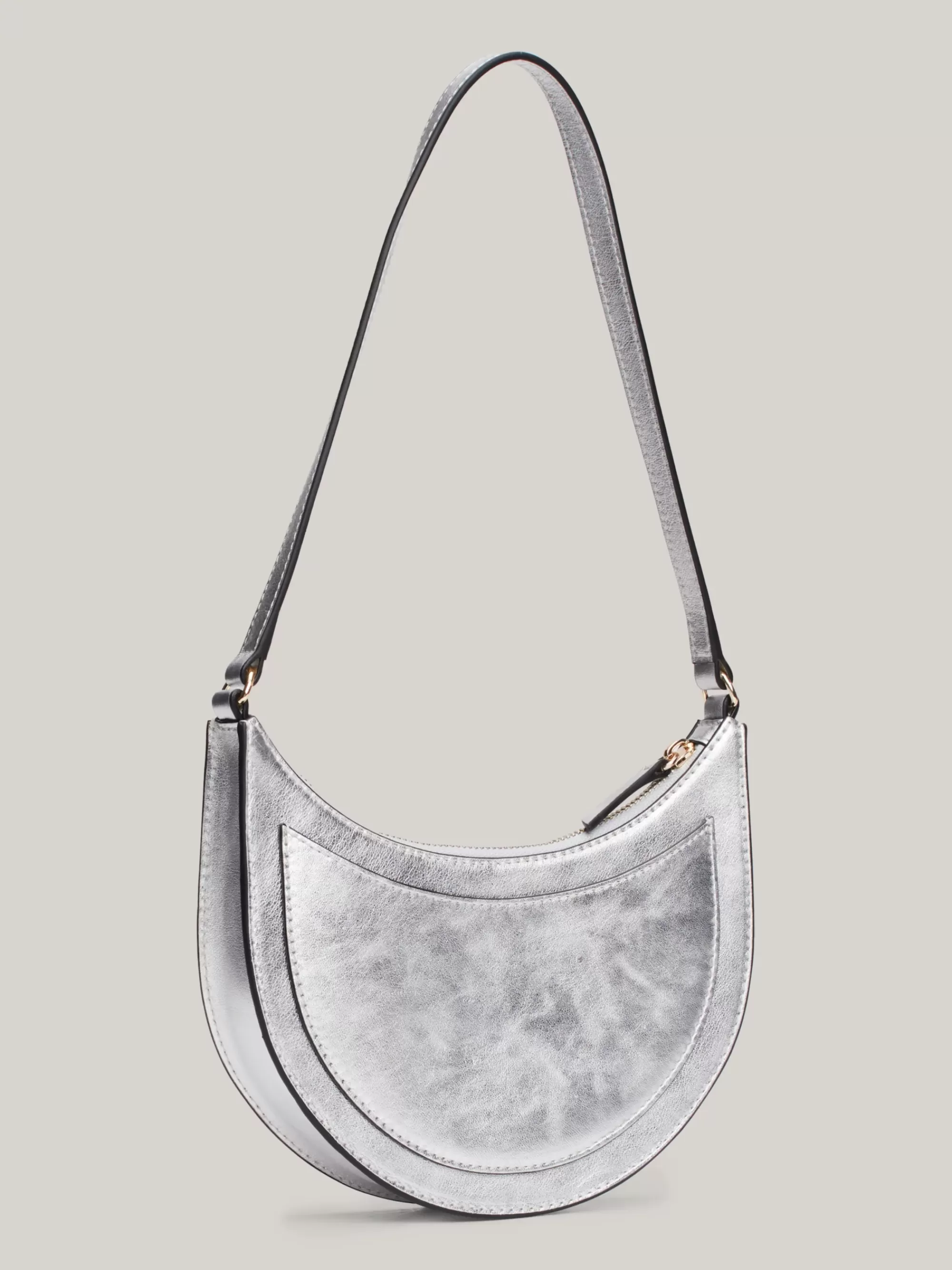 Schoudertassen*Tommy Hilfiger Metallic Leren Schoudertas SILVER