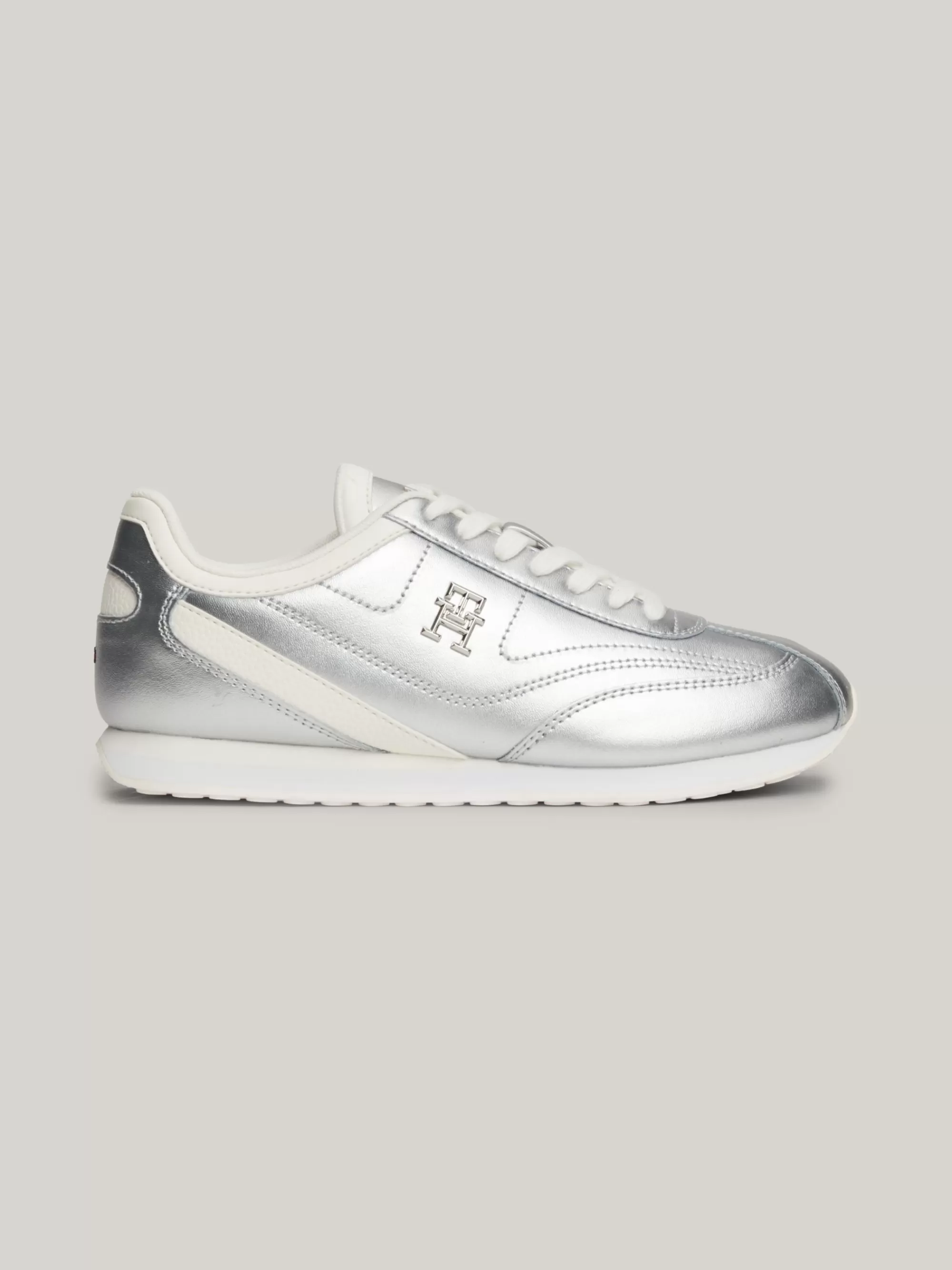 Sneakers*Tommy Hilfiger Metallic Leren Sneaker SILVER