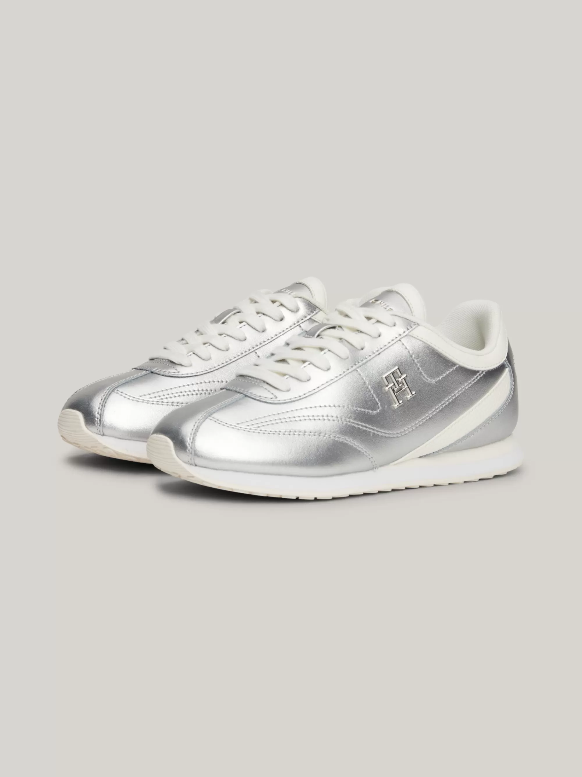 Sneakers*Tommy Hilfiger Metallic Leren Sneaker SILVER