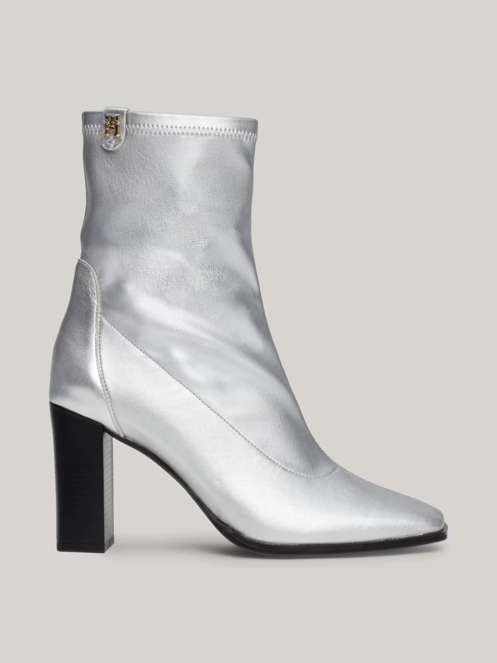 Enkellaarzen | Laarzen & Enkellaarzen*Tommy Hilfiger Metallic Leren Soklaars Met Blokhak SILVER