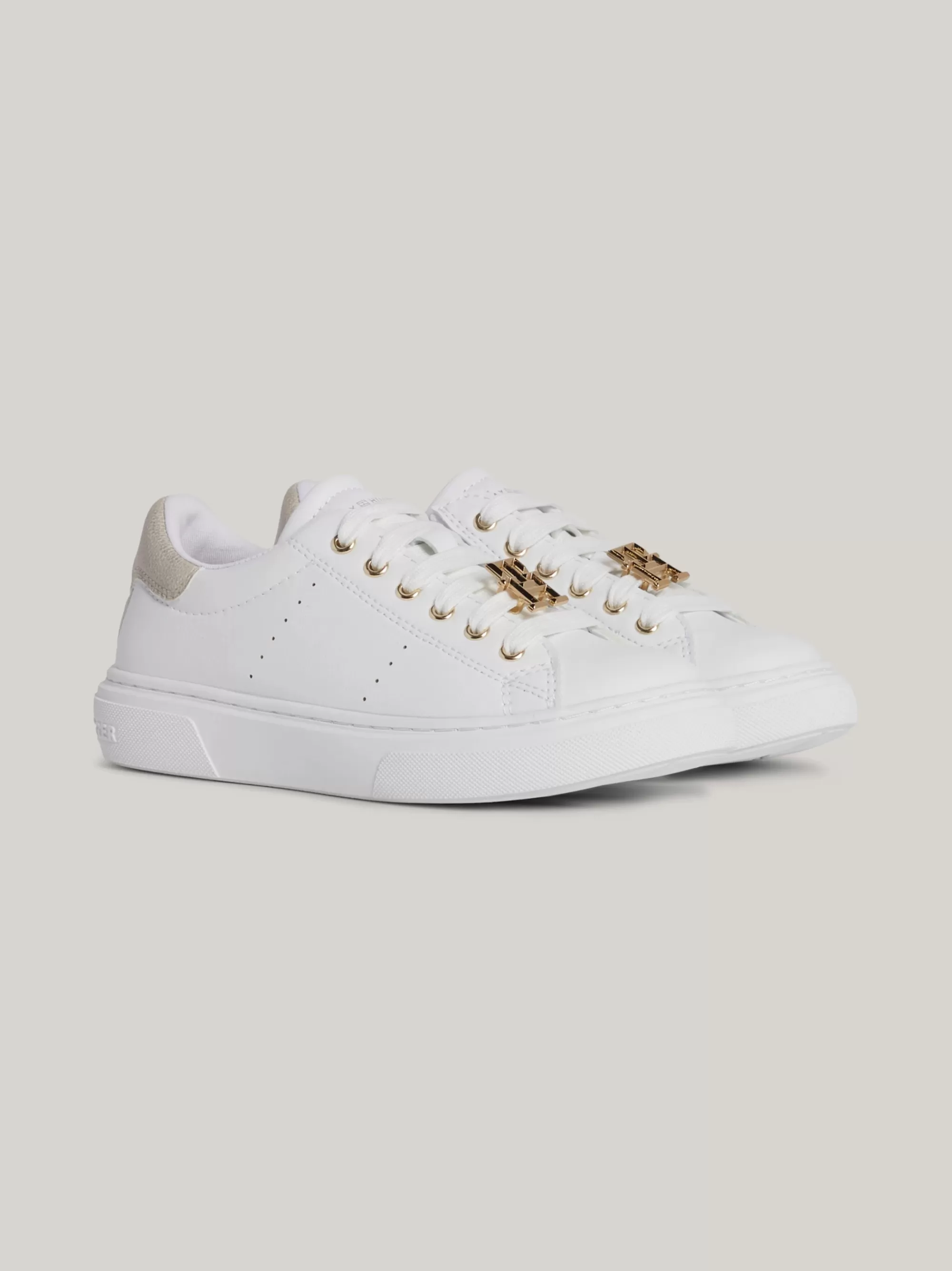 Schoenen & Accessoires*Tommy Hilfiger Metallic Sneaker Met TH-monogram WHITE/PLATINUM