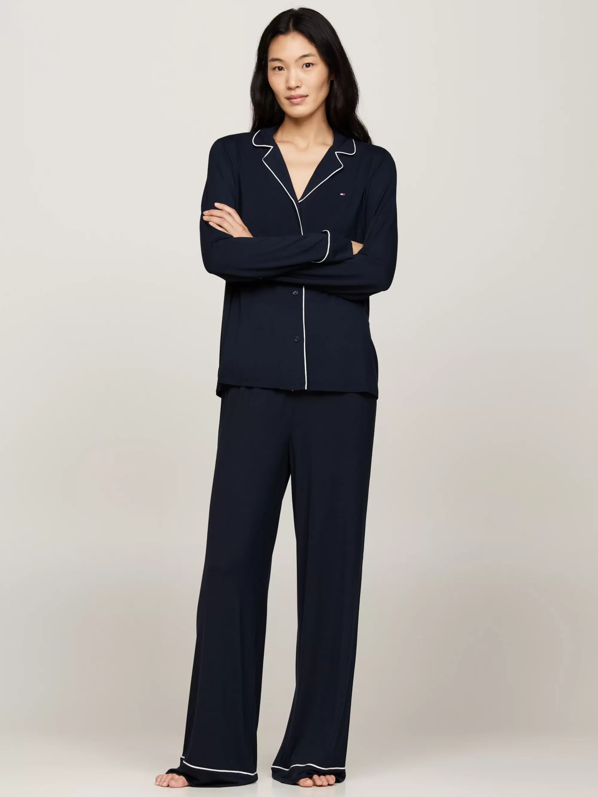 Pyjama's & Nachtkleding*Tommy Hilfiger Microvezel Longsleeve Pyjamaset DESERT SKY